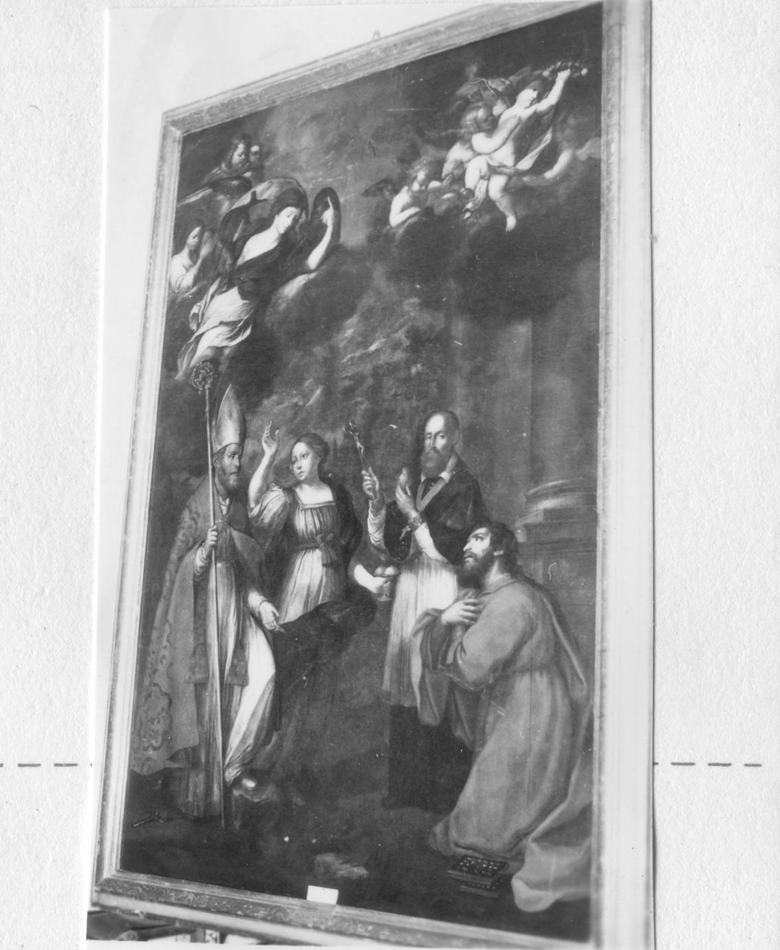 San Biagio, Sant'Agata, Sant'Eligio, San Francesco di Sales e angeli (dipinto) di Lemmi Stefano (sec. XVII)