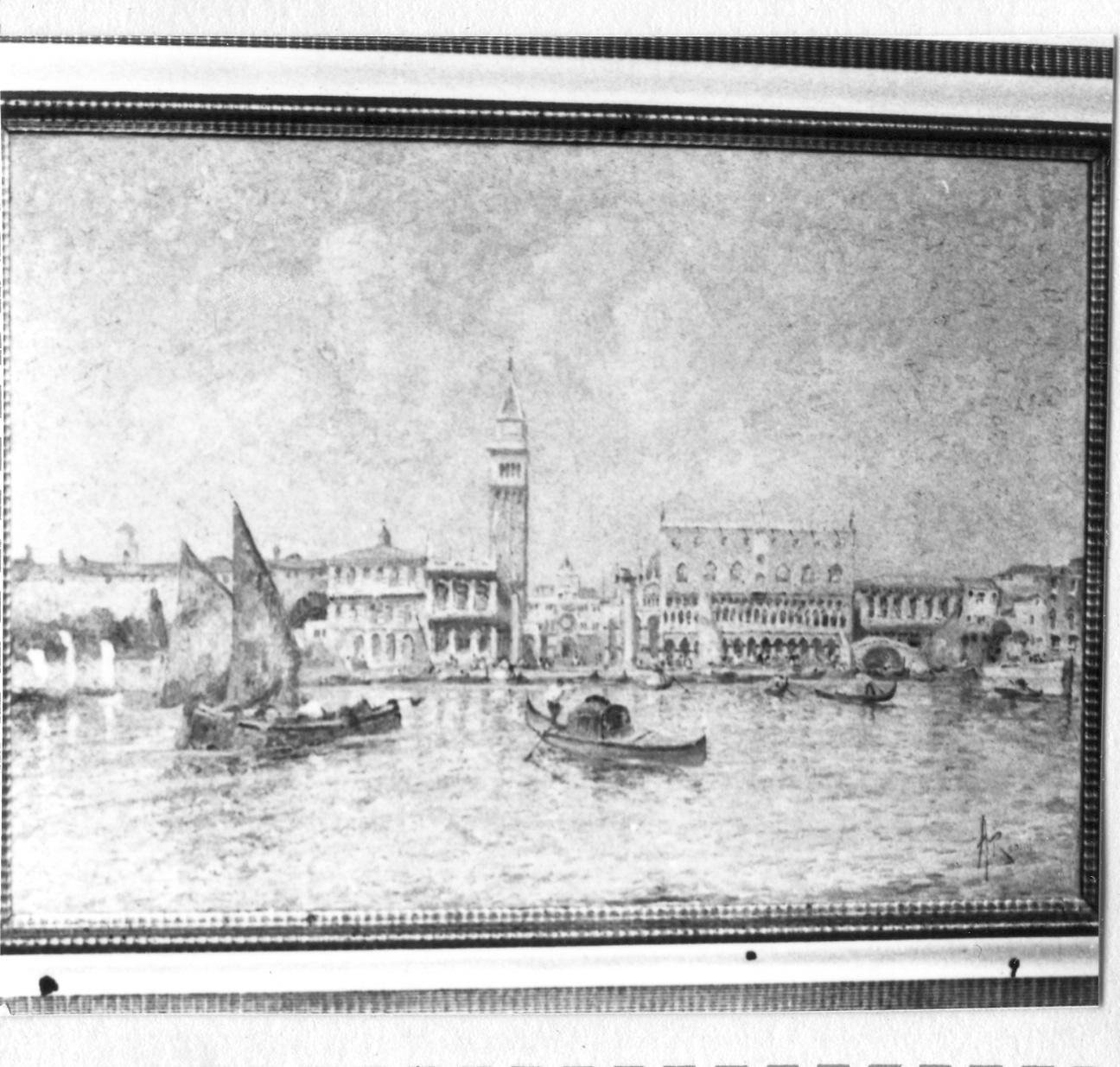 veduta del bacino di San Marco a Venezia (dipinto) di Ronini A (sec. XX)