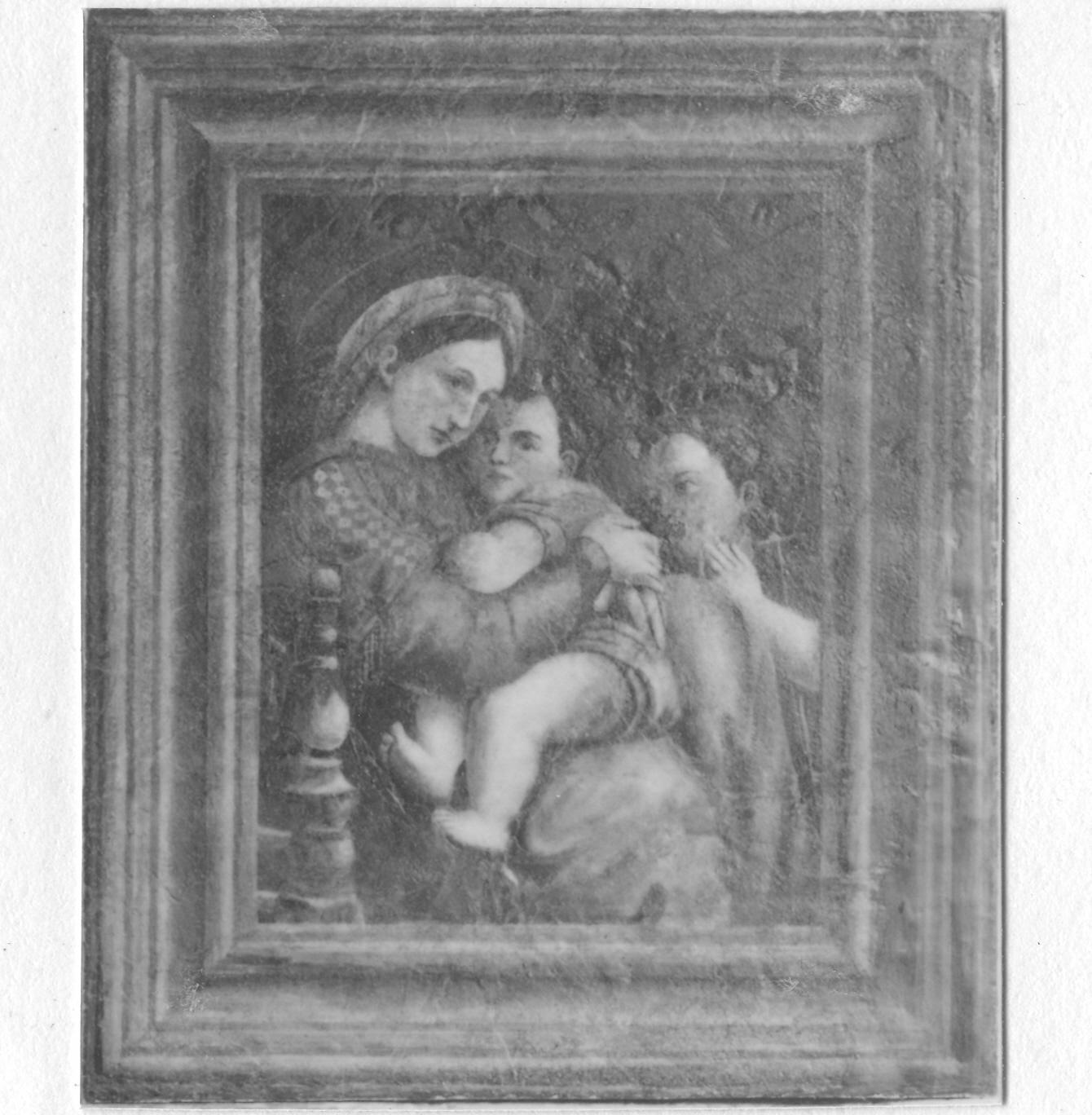 Madonna della Seggiola, Madonna con Bambino e San Giovannino (dipinto) di Bellentani Angelo (sec. XX)