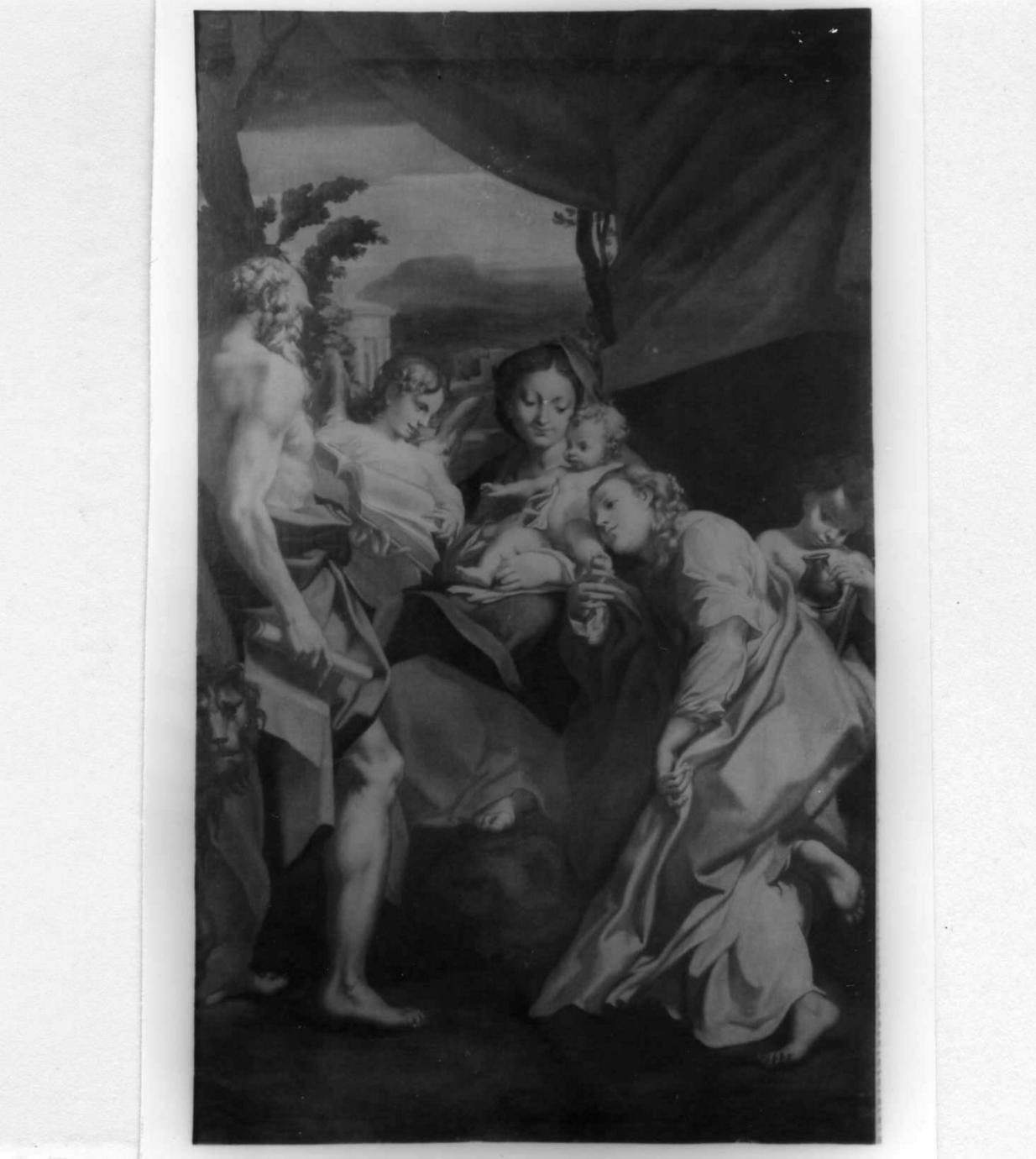 Madonna di S. Girolamo, Madonna con Bambino, Santa Maria Maddalena e San Girolamo (dipinto) di Boulanger Jean (attribuito) (sec. XVII)
