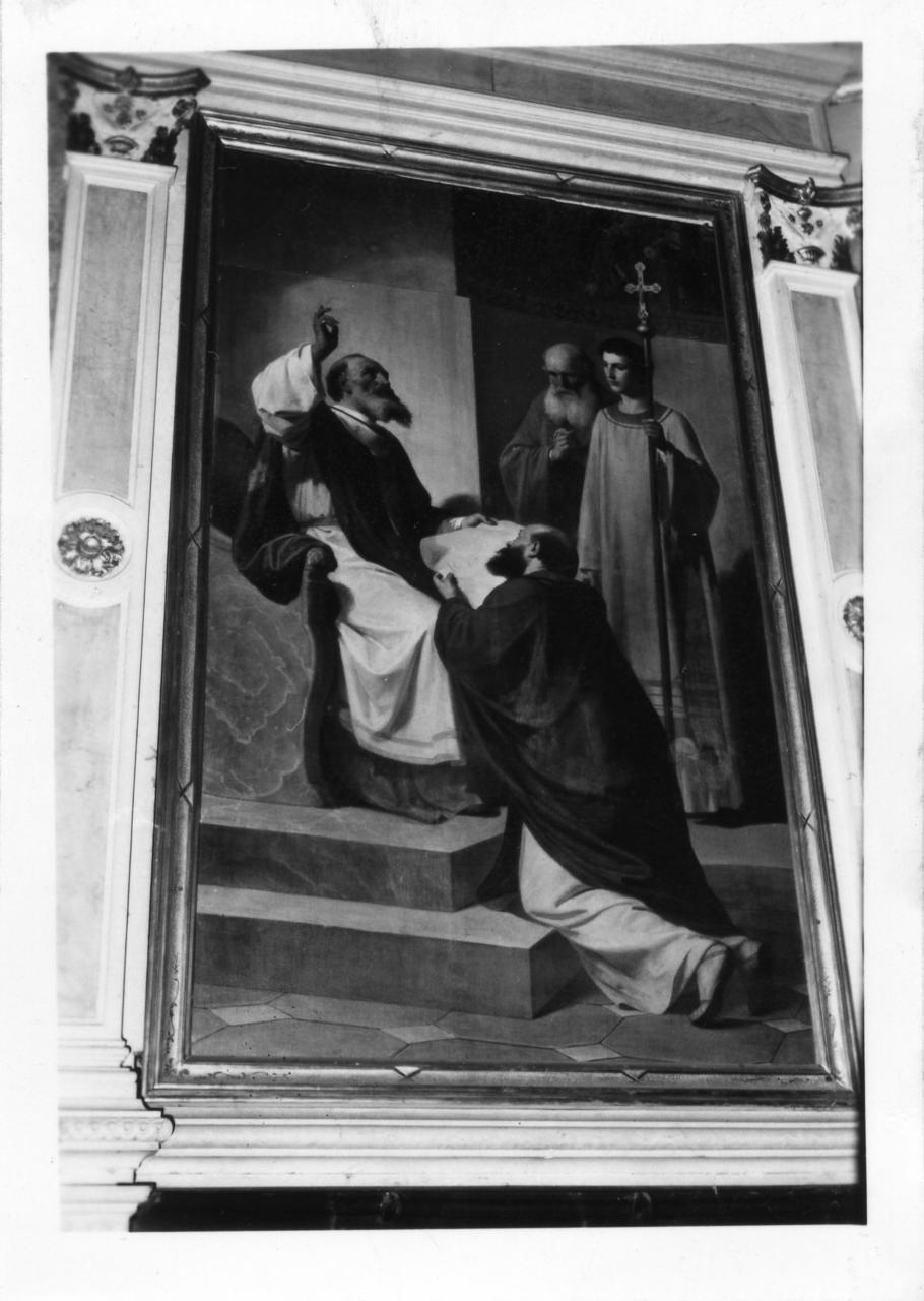 San Celestino Papa che consegna il decreto contro Nestorio a San Cirillo (dipinto) di Malatesta Adeodato (sec. XIX)