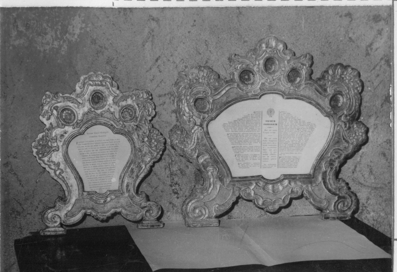 reliquiario, serie - bottega emiliana (metà sec. XVIII)