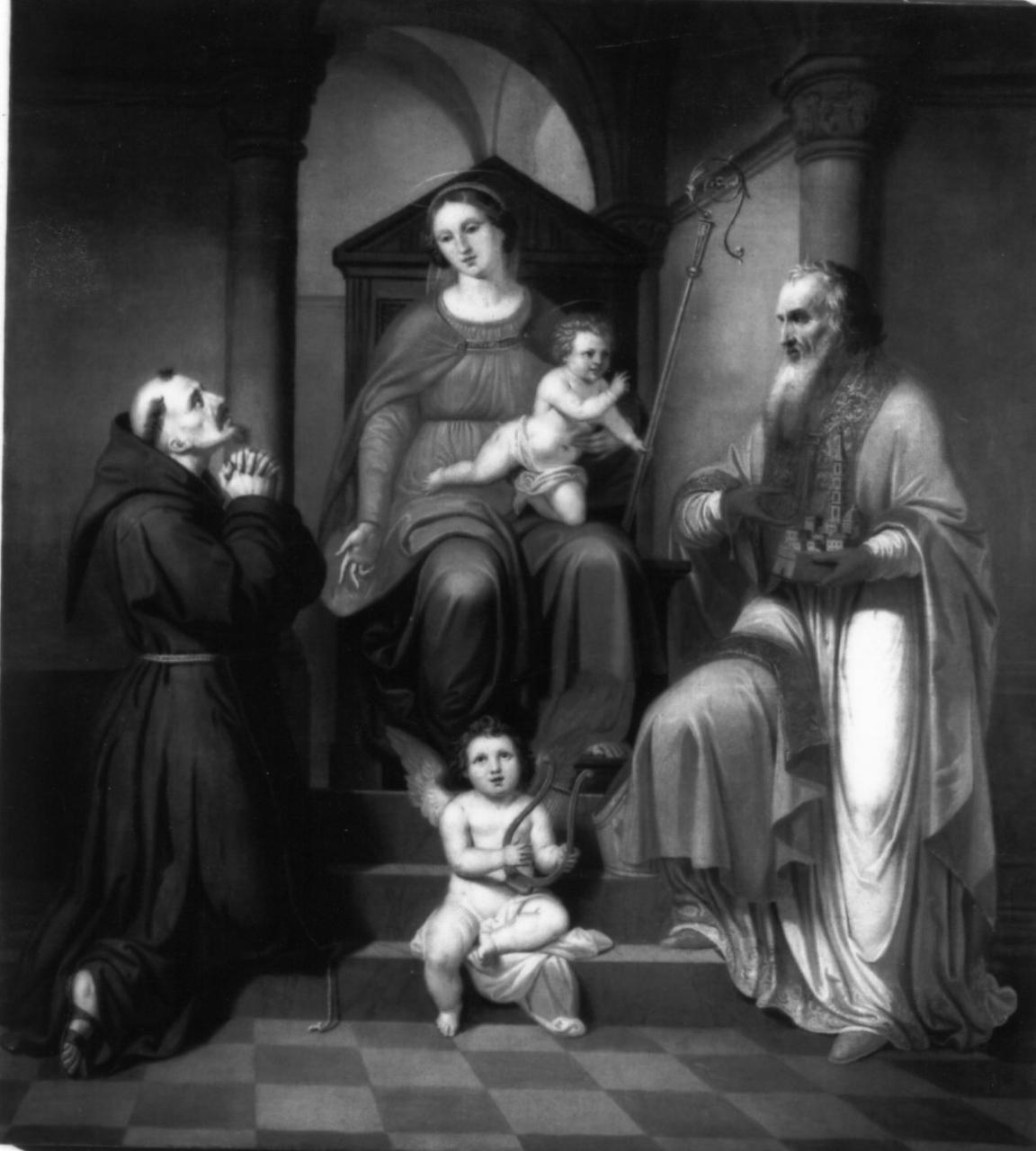 Madonna con Bambino e Santi (dipinto) di Manzini Luigi (prima metà sec. XIX)