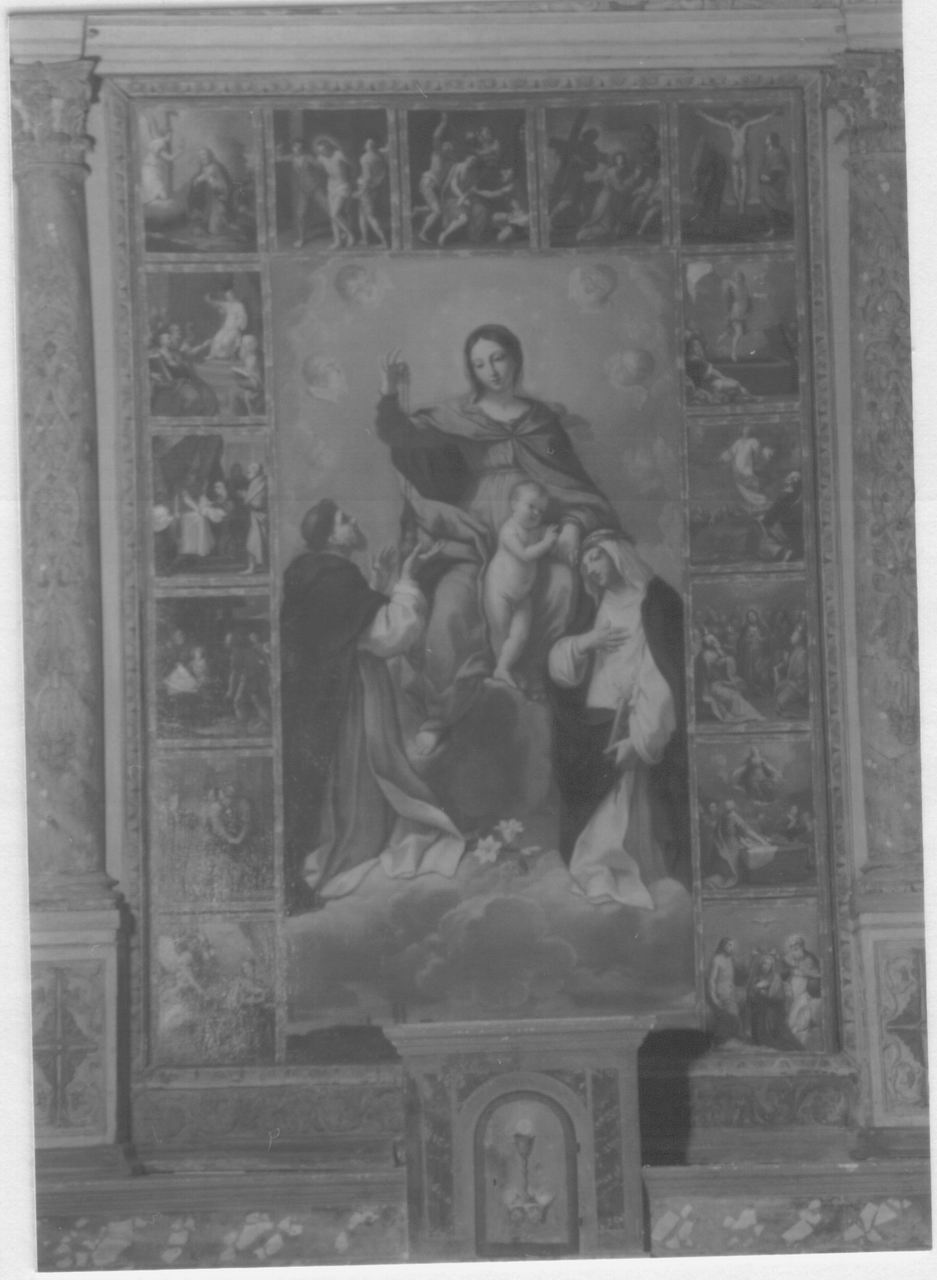 Madonna del Rosario con San Domenico Santa Caterina da Siena e Santi domenicani (dipinto) di Sirani Elisabetta - ambito bolognese (sec. XVII)