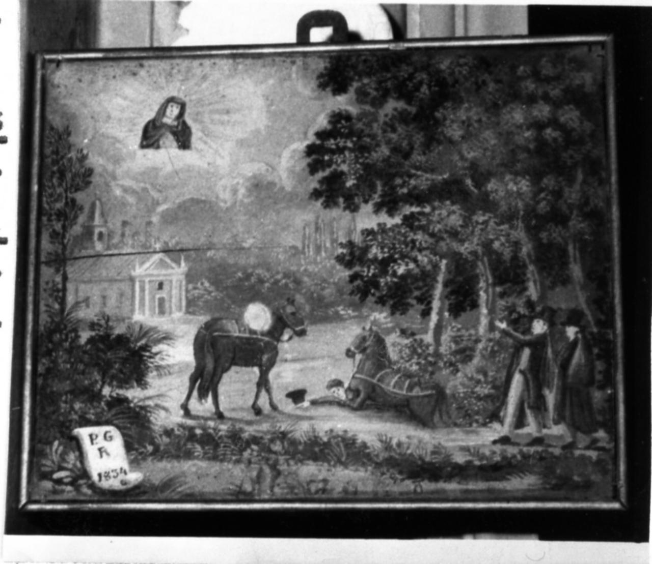 incidente a cavallo (ex voto) - ambito modenese (prima metà sec. XIX)