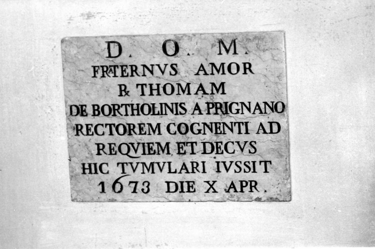 lapide commemorativa - bottega modenese (terzo quarto sec. XVII)