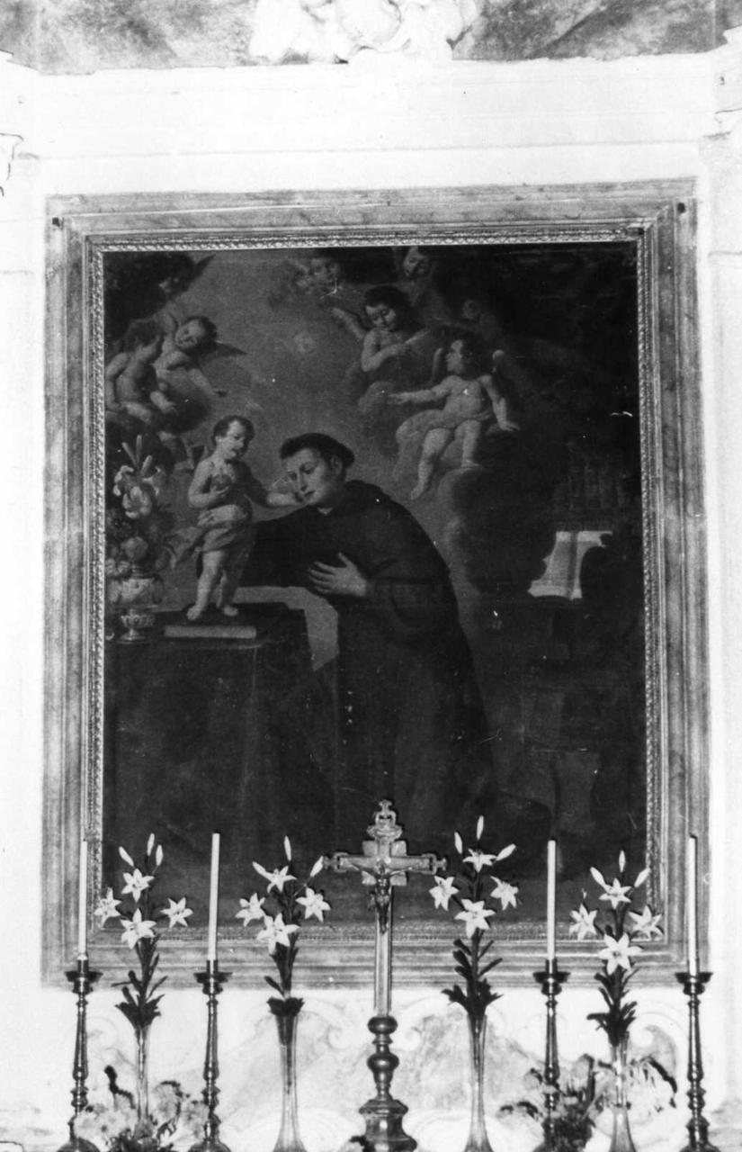 Sant'Antonio da Padova ha la visione di Gesù Bambino (dipinto) - ambito modenese (metà sec. XVIII)