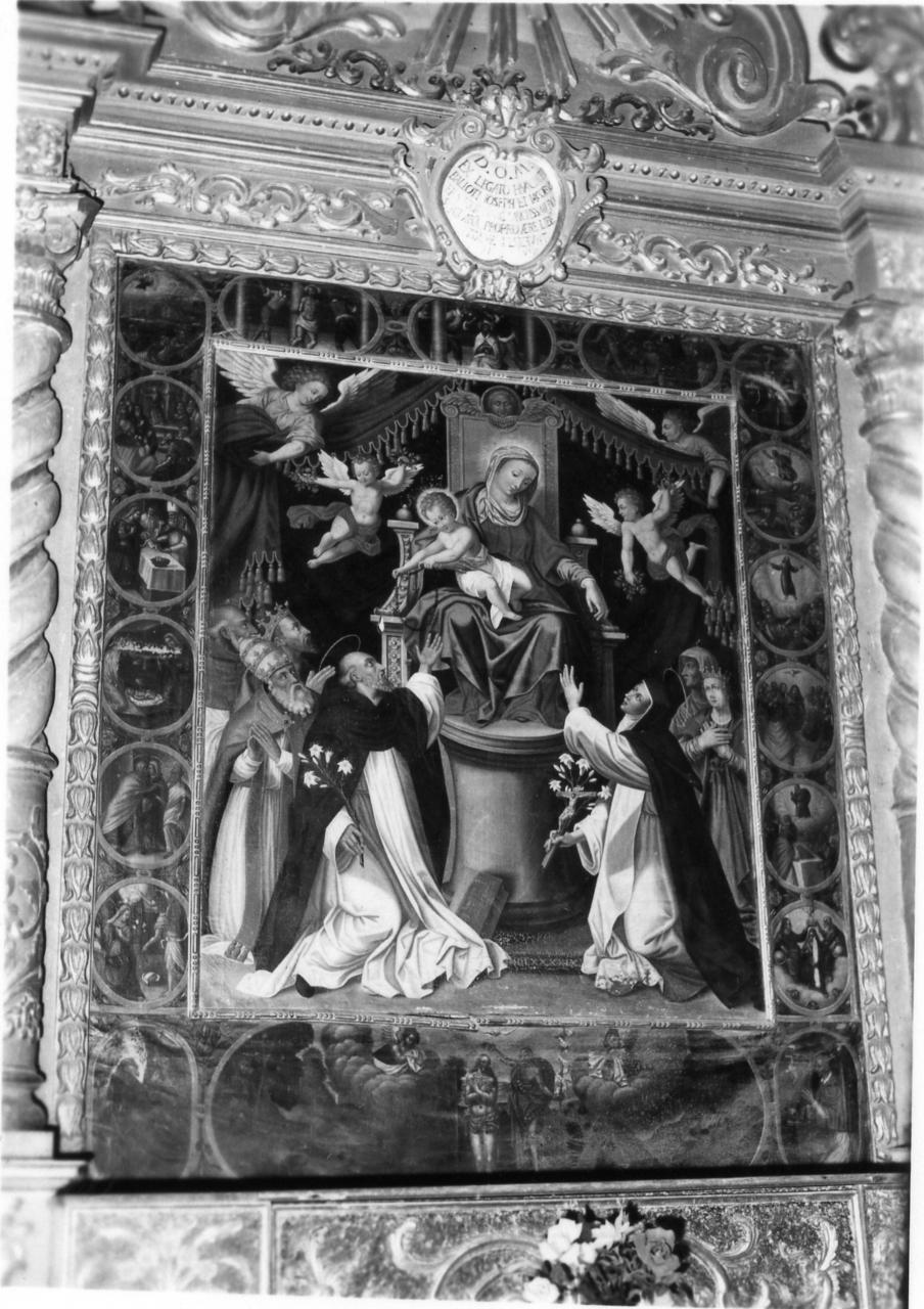 Madonna del Rosario con Santi domenicani e misteri del rosario (dipinto) di Magnanini Ascanio (fine sec. XVI)