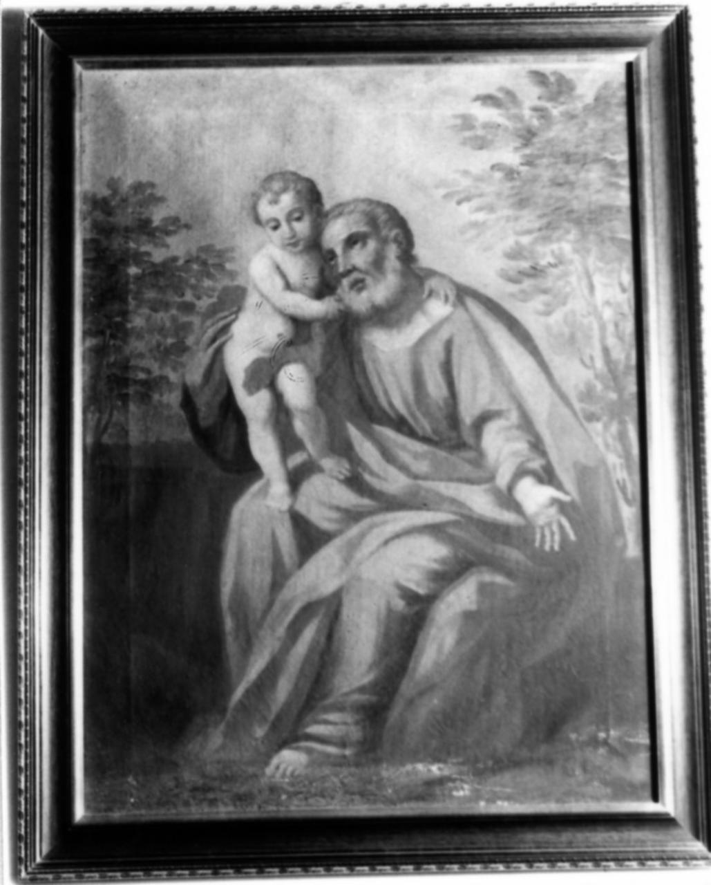 San Giuseppe con Gesù Bambino (dipinto) di Consetti Antonio (maniera) (metà sec. XVIII)