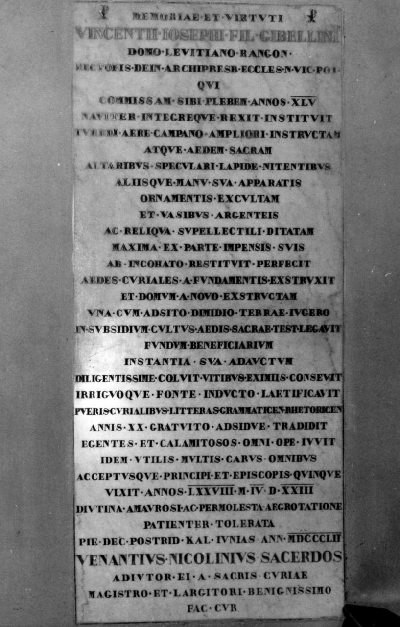 lapide commemorativa - bottega modenese (metà sec. XIX)