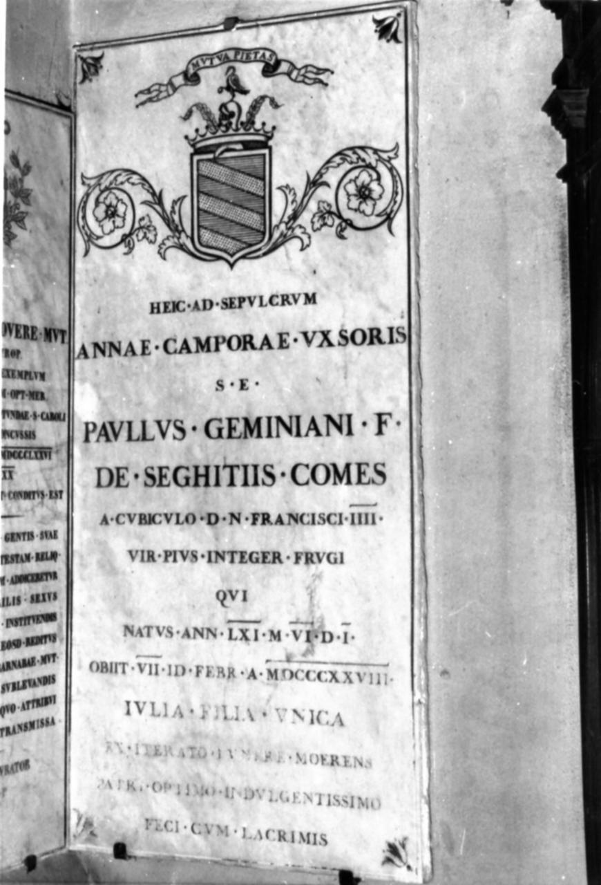 lapide tombale - bottega modenese (sec. XIX)