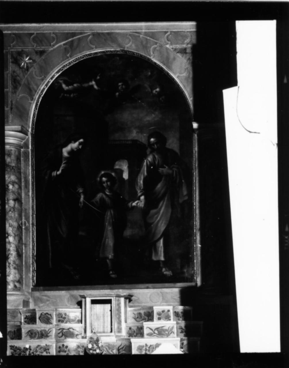 Gesù fanciullo tra la Madonna e San Giuseppe condotto fuori dal tempio (dipinto) di Curradi Francesco (sec. XVII)