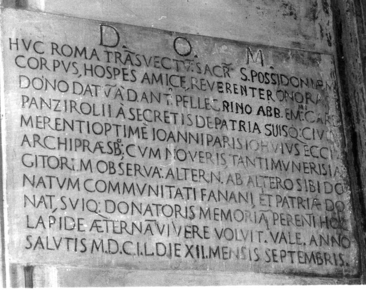 lapide documentaria - bottega modenese (sec. XVII)