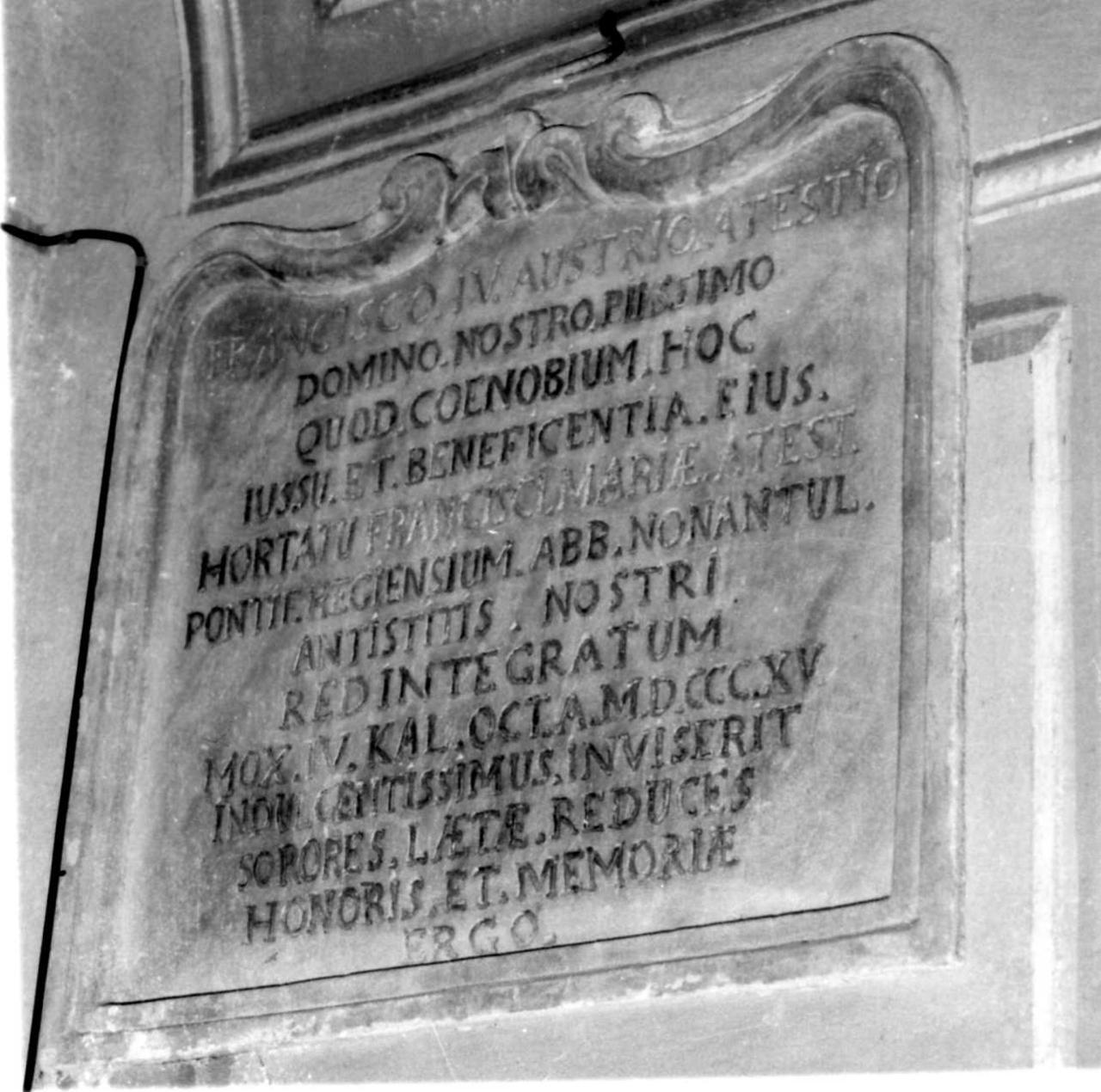 lapide celebrativa - bottega emiliana (sec. XIX)