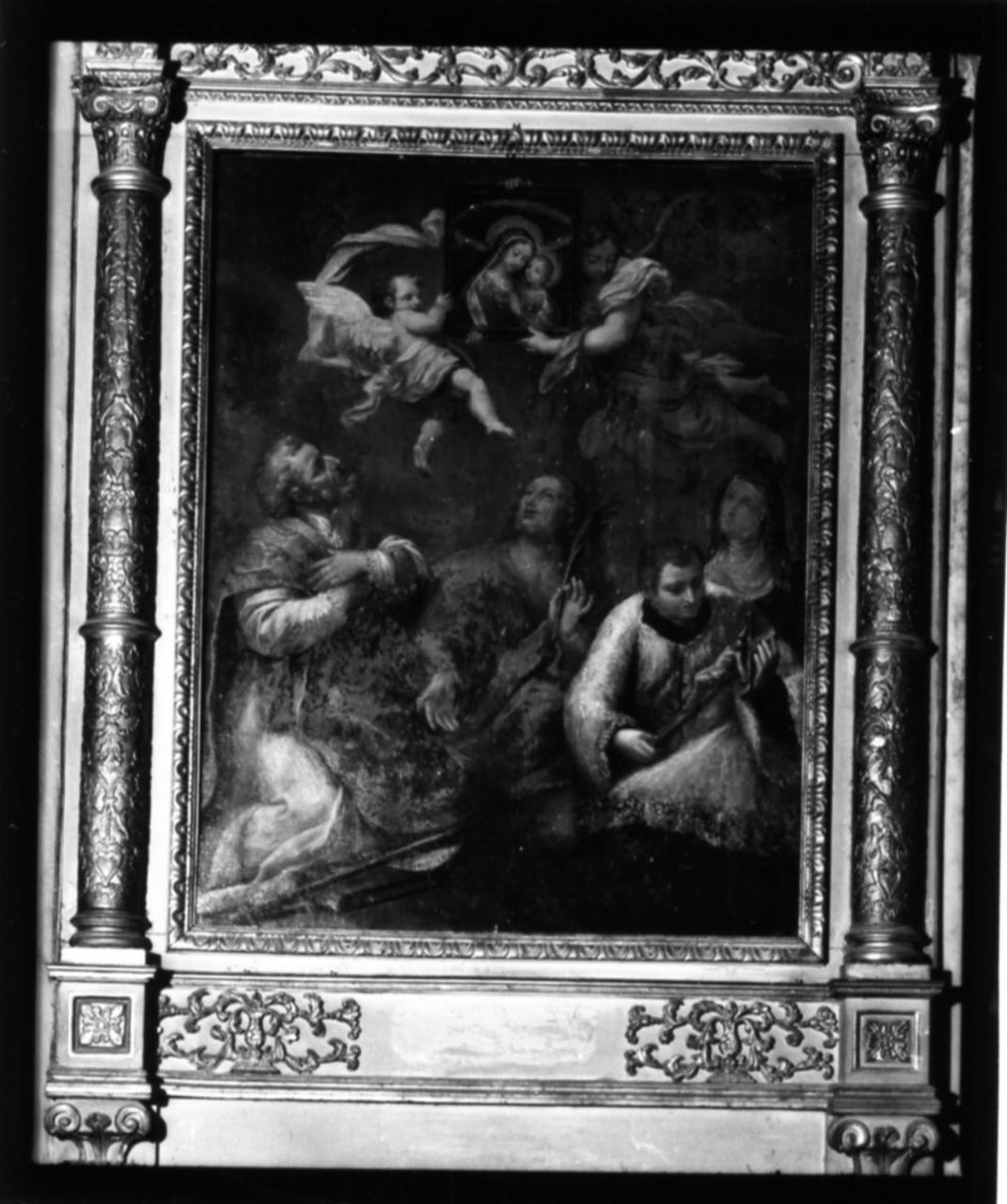 quadro della Madonna del Buon Consiglio portato in volo da angeli (dipinto) di Pisa Pietro (sec. XVIII)