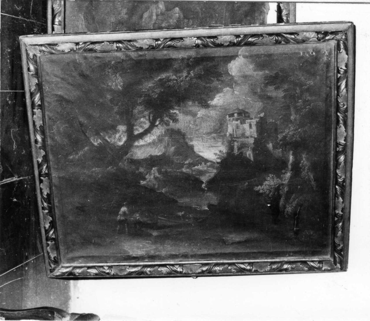 paesaggio con contadini (dipinto) - ambito emiliano (inizio sec. XVIII)