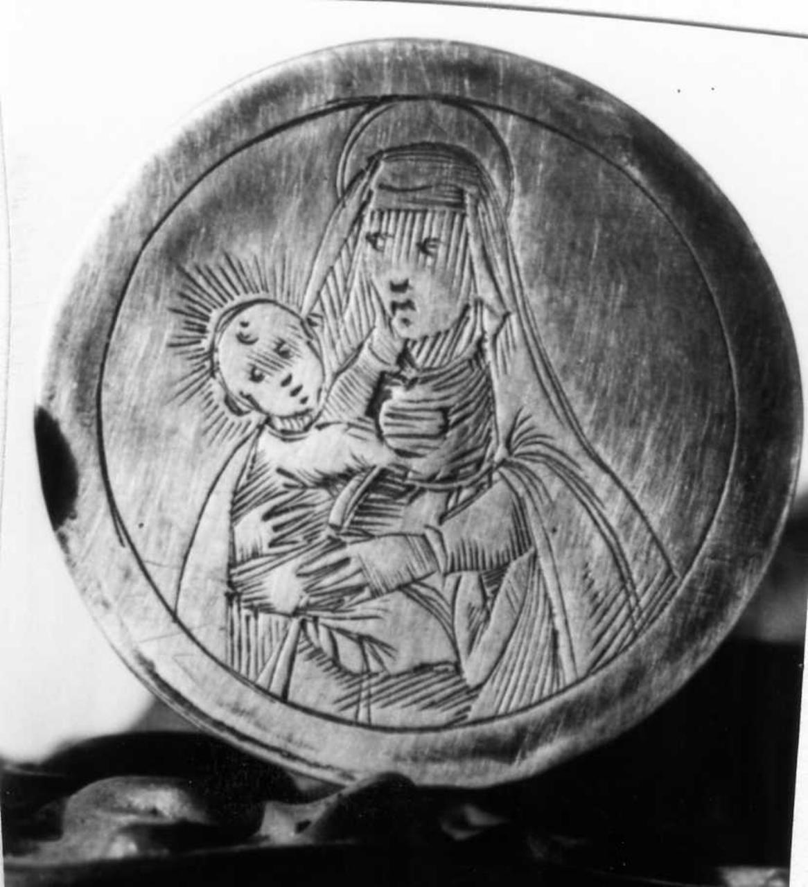 Madonna con Bambino (custodia - dei vasi per la riserva degli oli santi) - bottega emiliana (inizio sec. XIX)