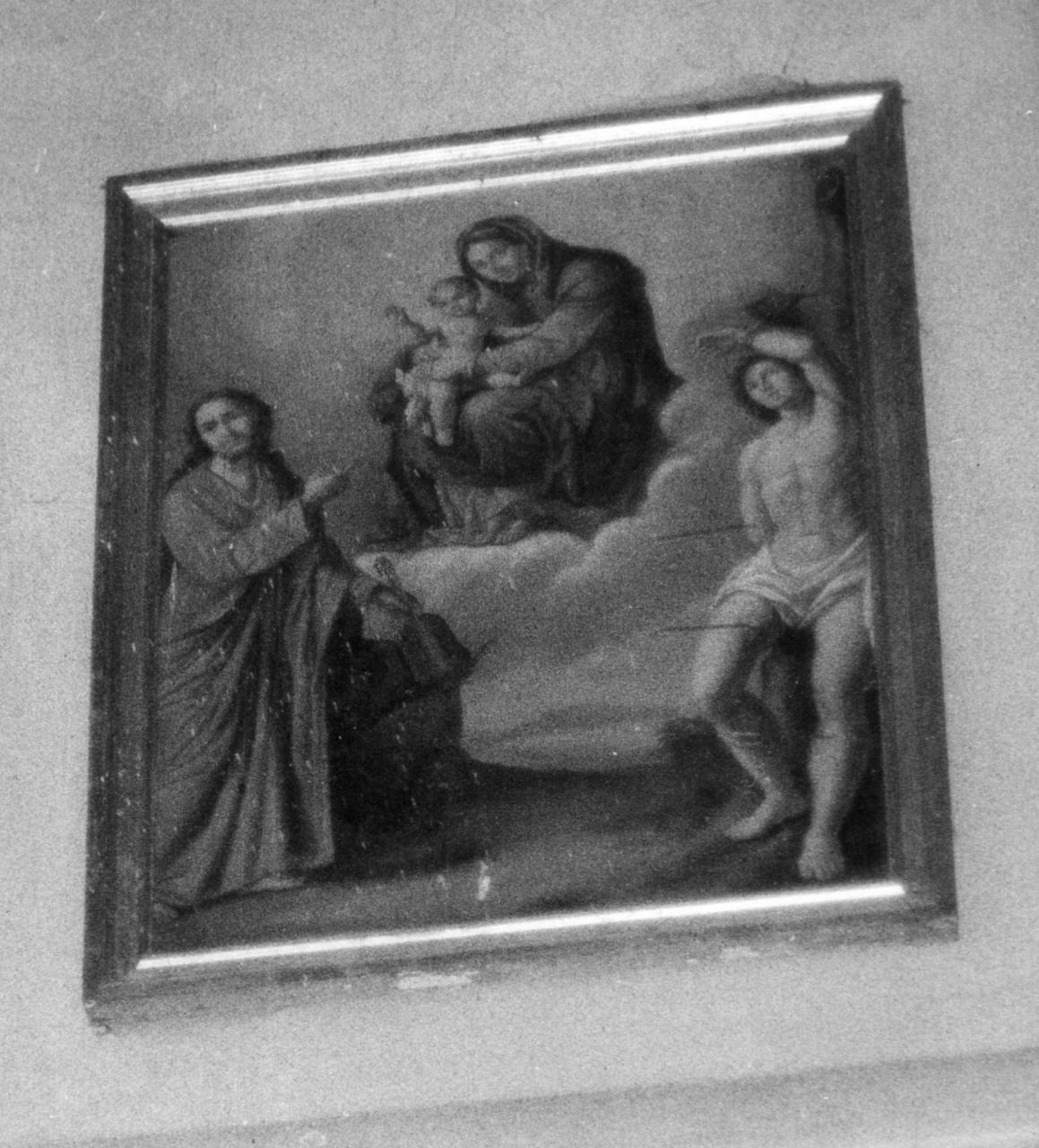 Madonna con Bambino, San Venerio e San Sebastiano (dipinto) - ambito emiliano (sec. XIX)