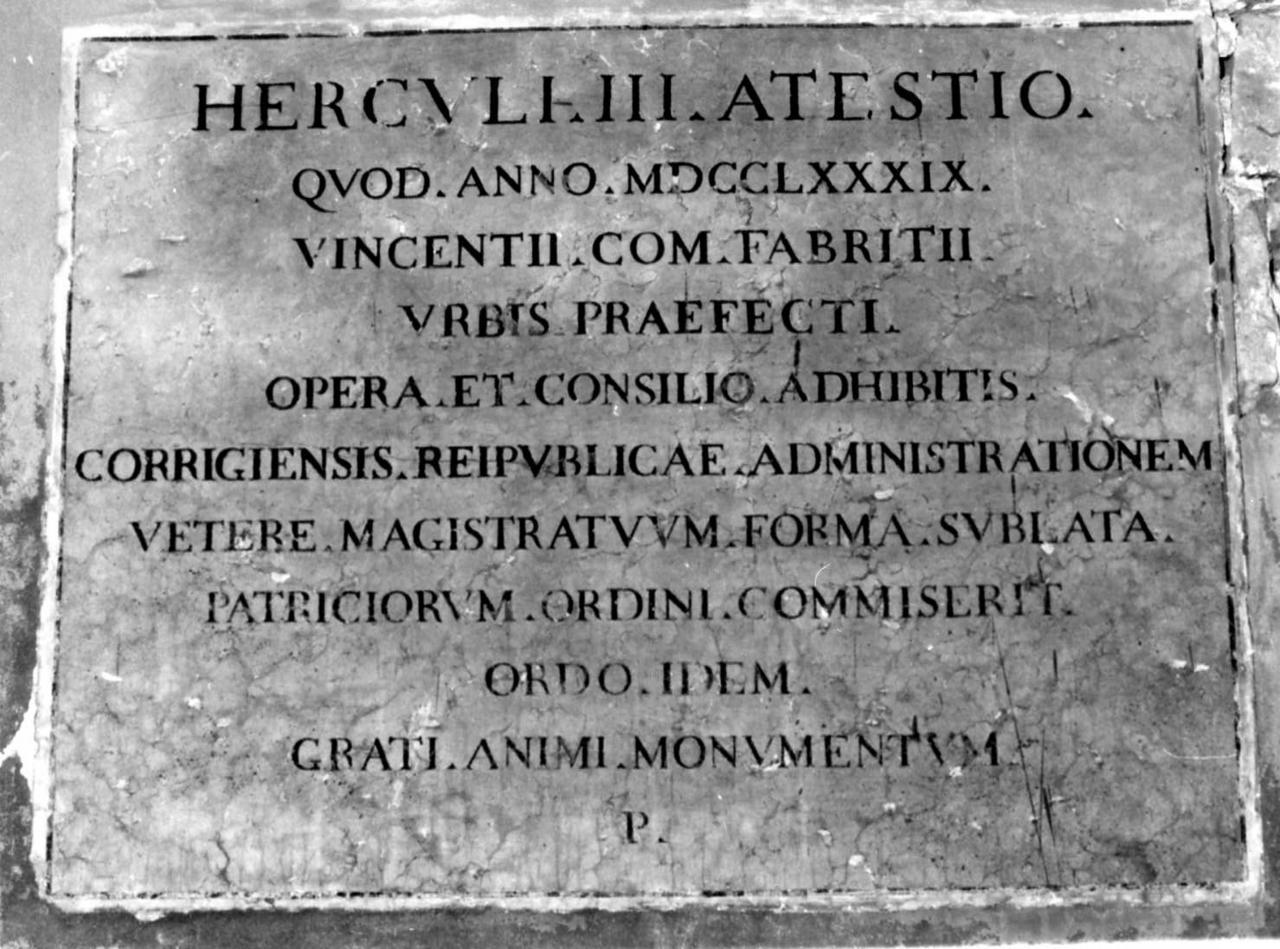 lapide commemorativa - bottega reggiana (seconda metà sec. XVIII)