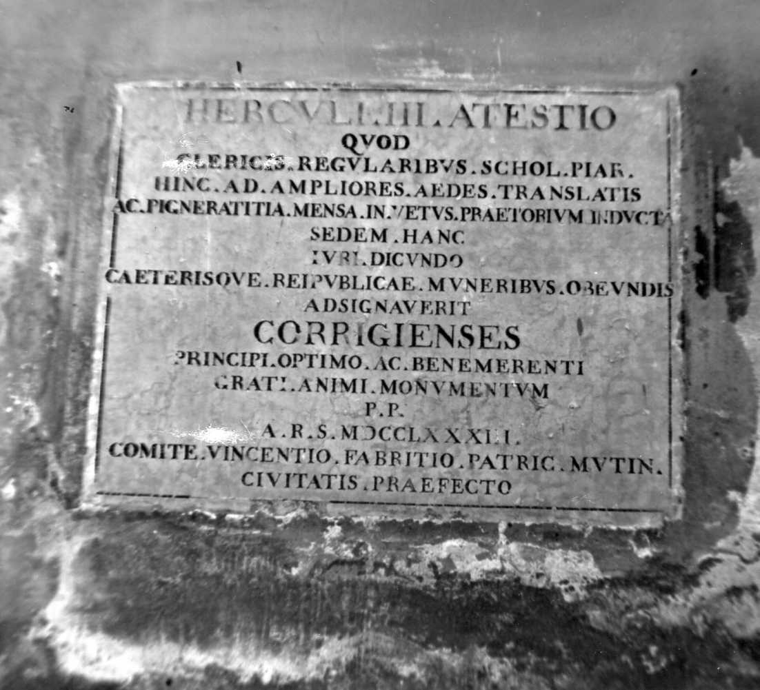 lapide commemorativa - bottega reggiana (sec. XVIII)