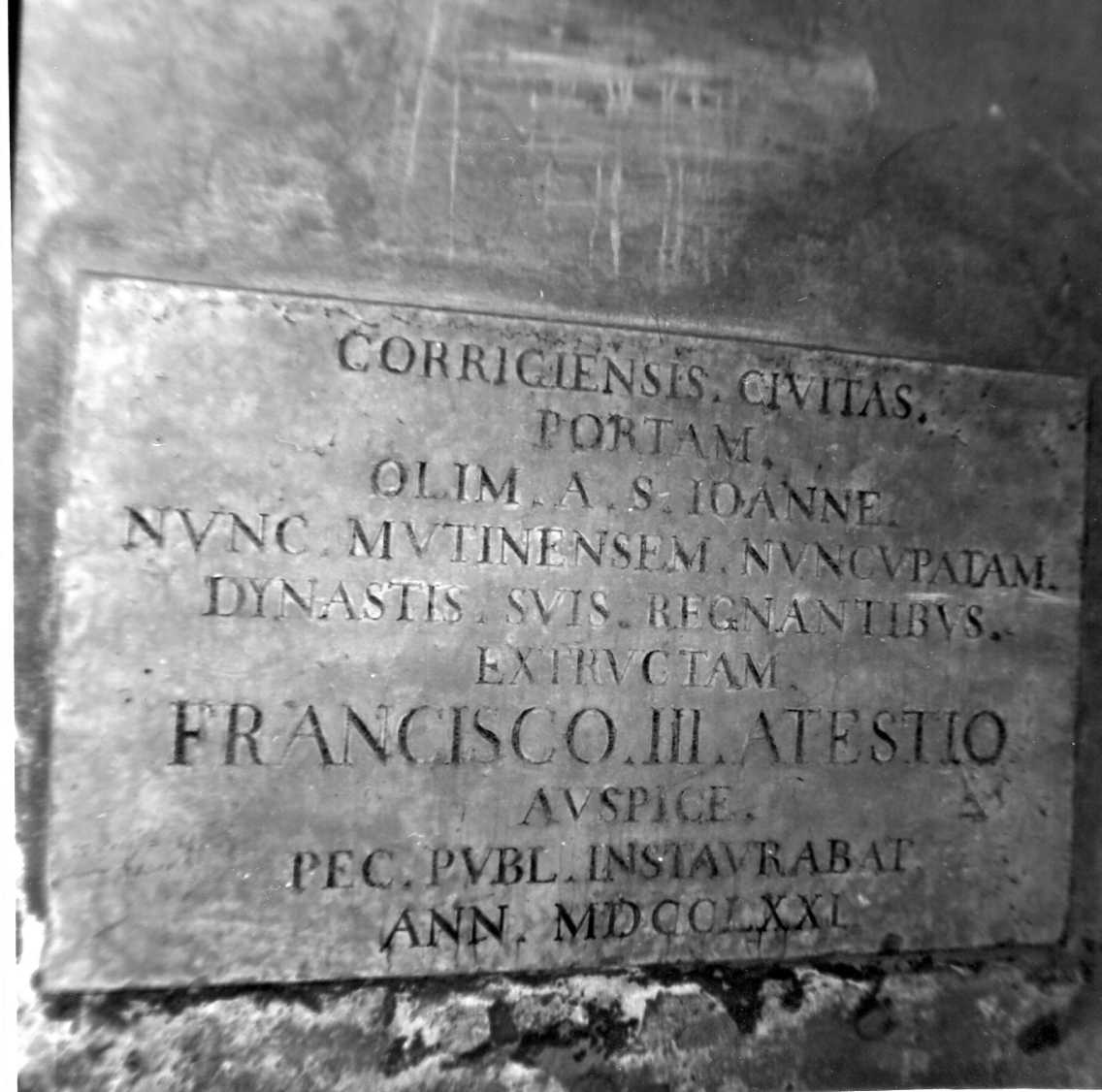 lapide commemorativa - bottega reggiana (sec. XVIII)