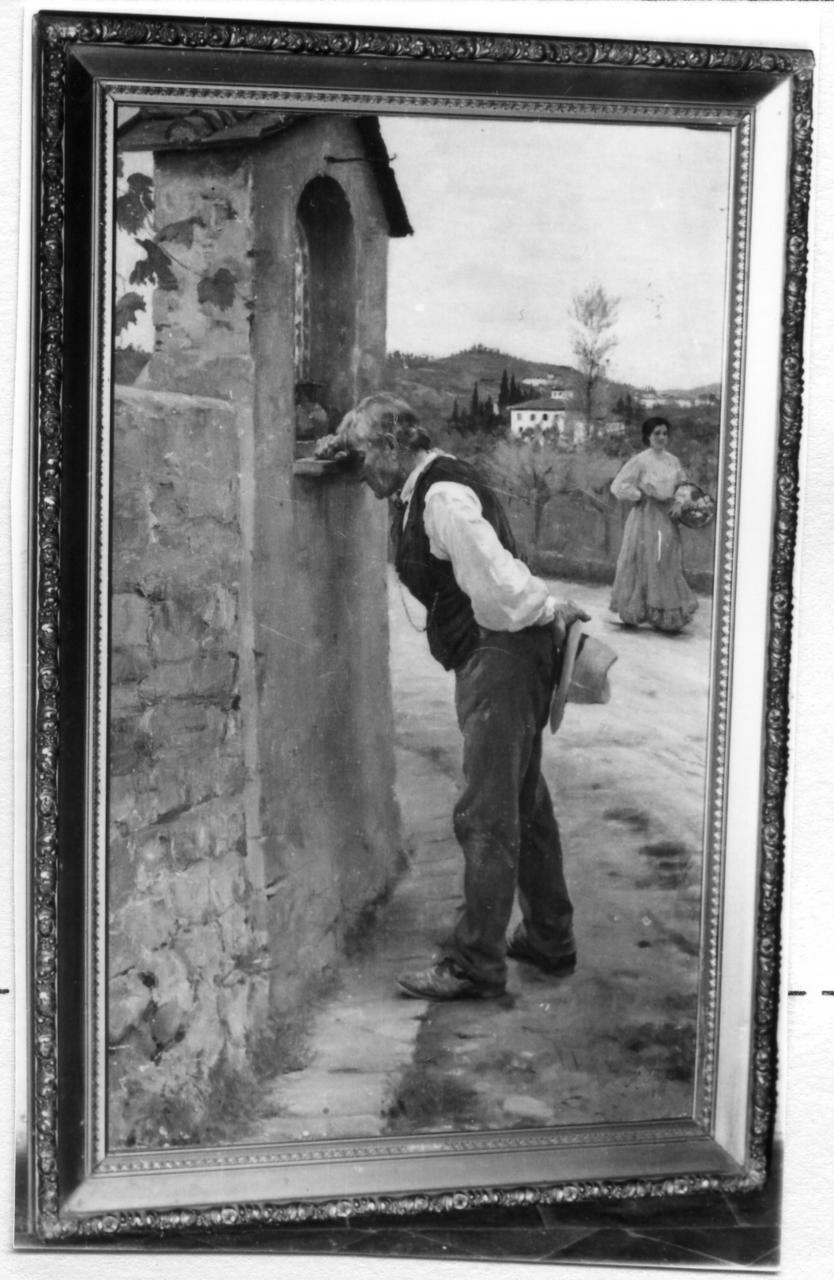 La preghiera, figura maschile che prega (dipinto) di Ruffini Marianna (sec. XX)