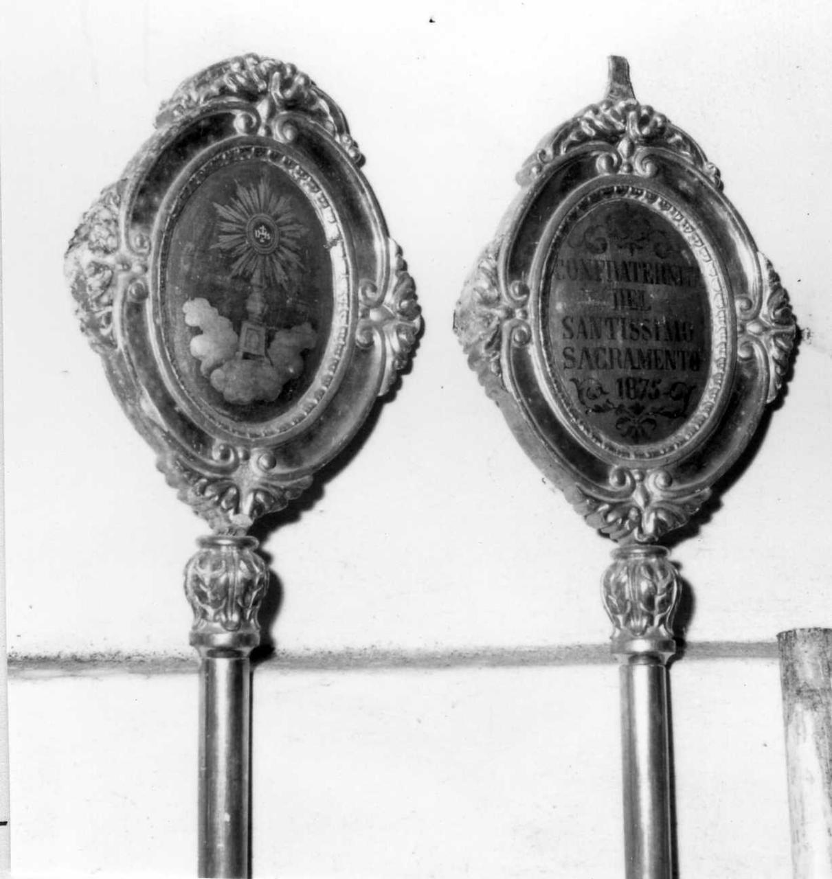 asta di insegna processionale, serie - bottega emiliana (ultimo quarto sec. XIX)