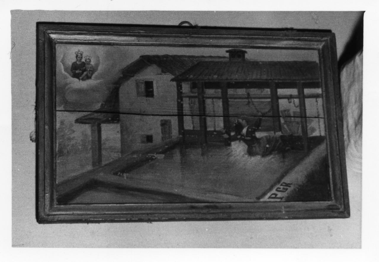 donna travolta dall'acqua di una chiusa (ex voto) - ambito reggiano (metà sec. XIX)