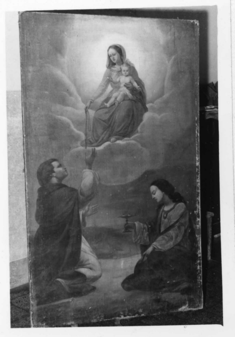 Madonna del Rosario con San Domenico e Santa Lucia (dipinto) - ambito reggiano (sec. XIX)