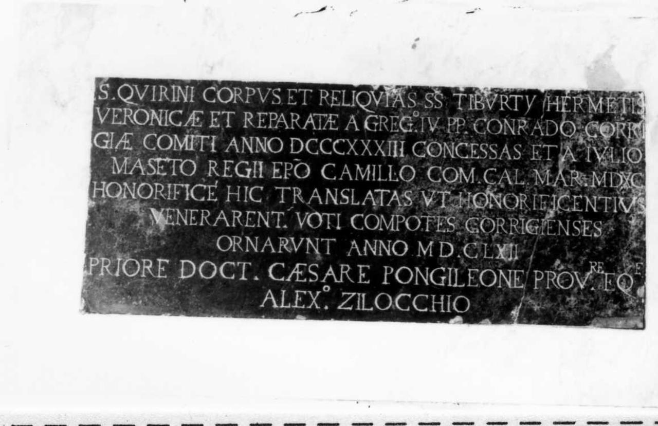 lapide commemorativa - bottega reggiana (sec. XVII)