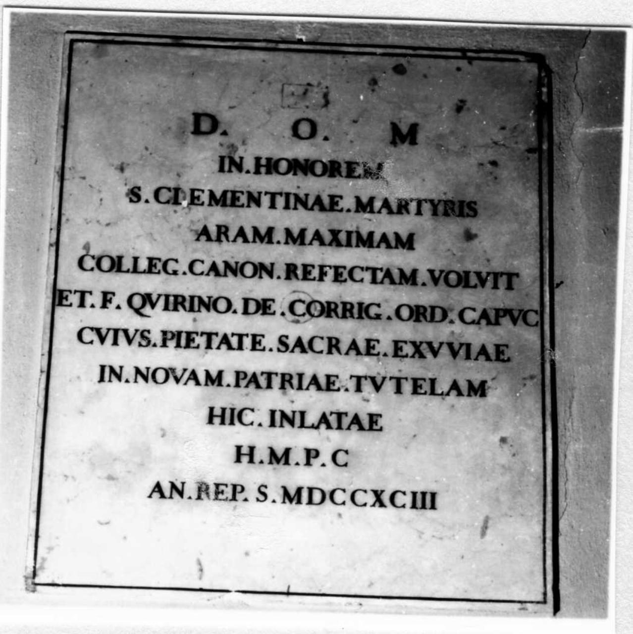 lapide commemorativa - bottega reggiana (sec. XVIII)