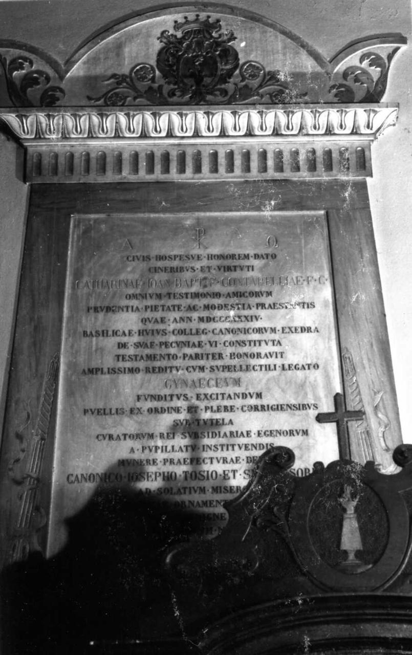 lapide commemorativa - bottega reggiana (prima metà sec. XIX)