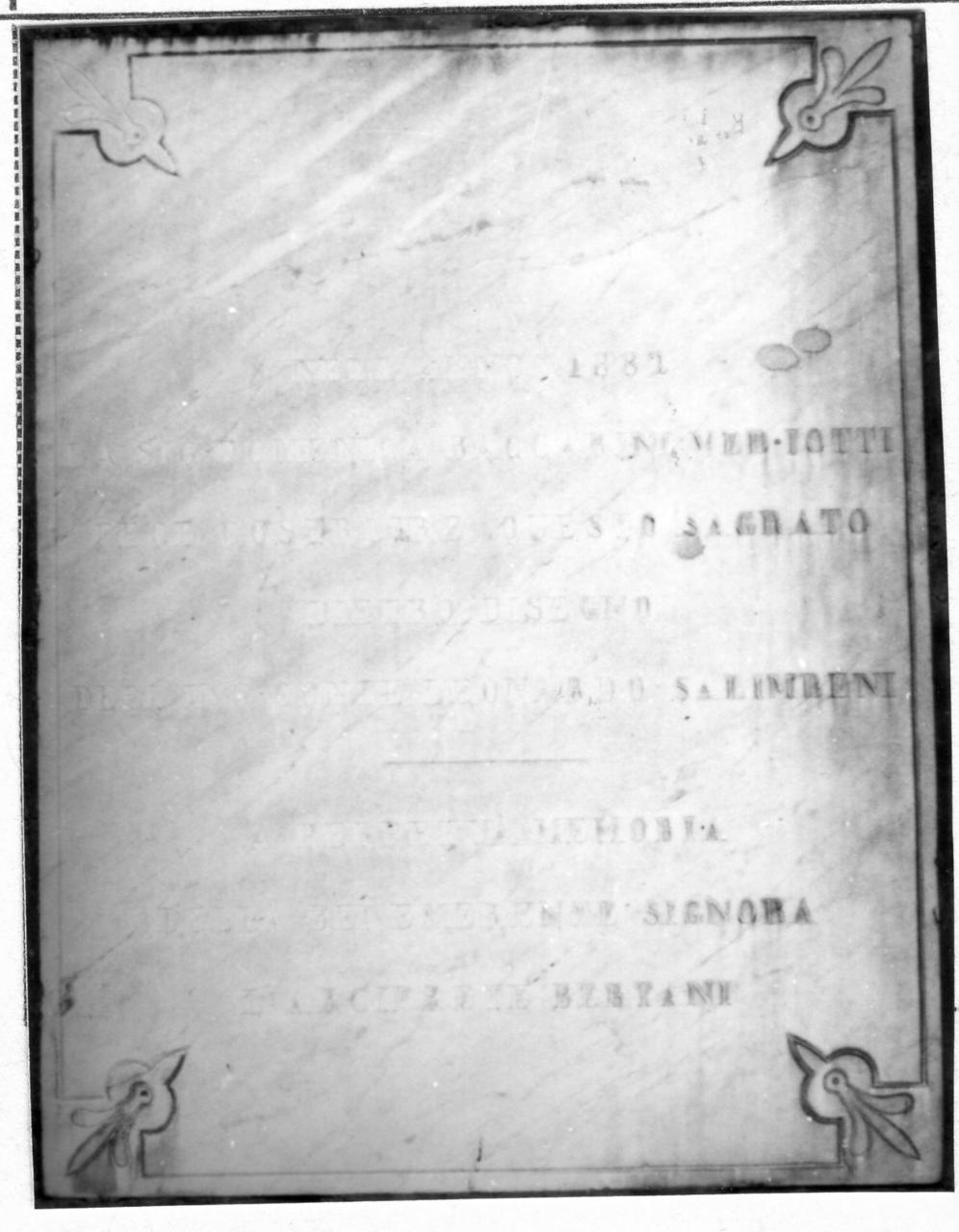 lapide commemorativa - bottega reggiana (sec. XIX)