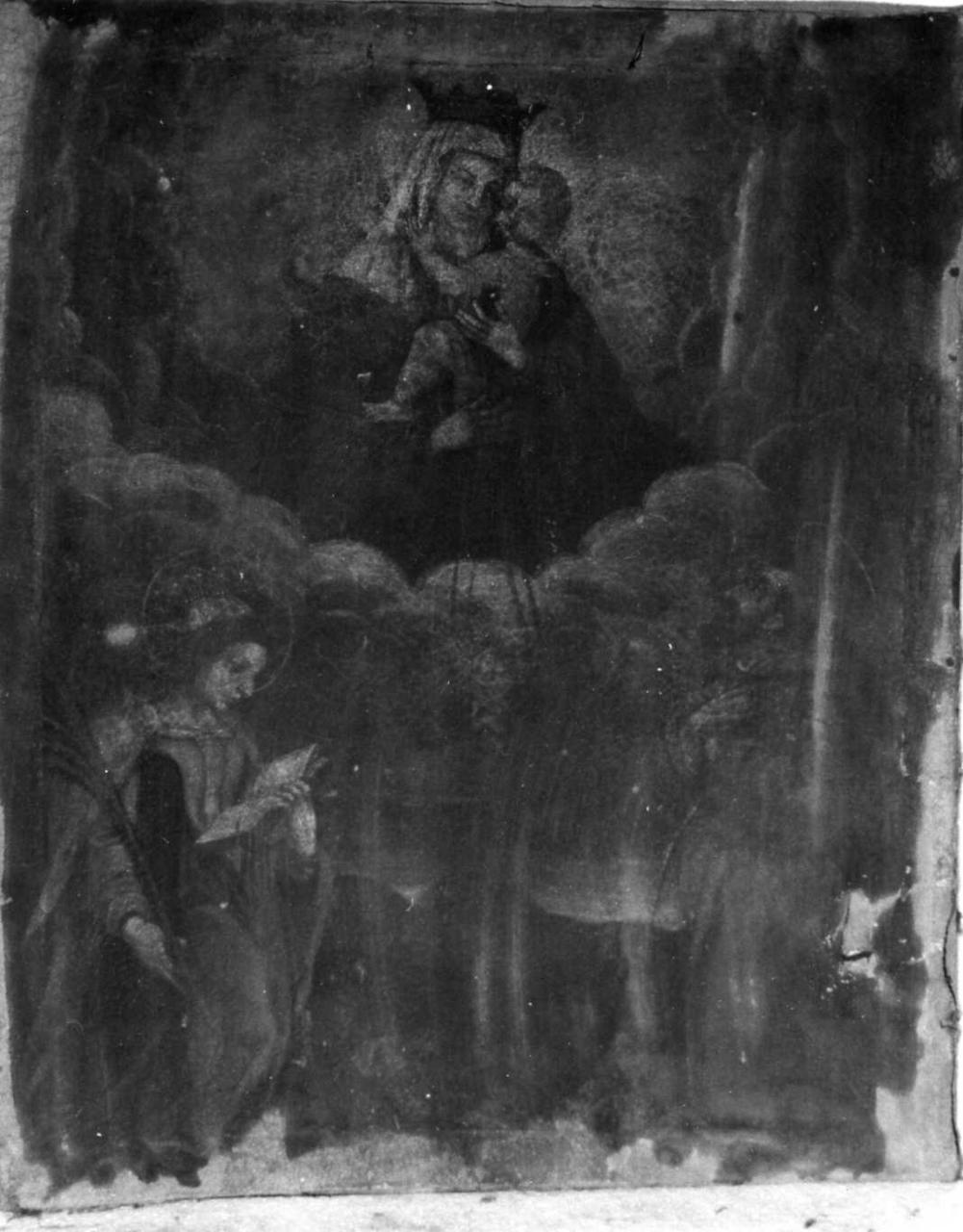 Madonna del Rosario con S. Caterina d'Alessandria e S. Francesco (dipinto) - ambito emiliano (sec. XVII)