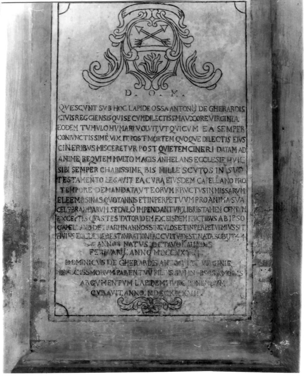 lapide tombale - bottega reggiana (sec. XVIII)