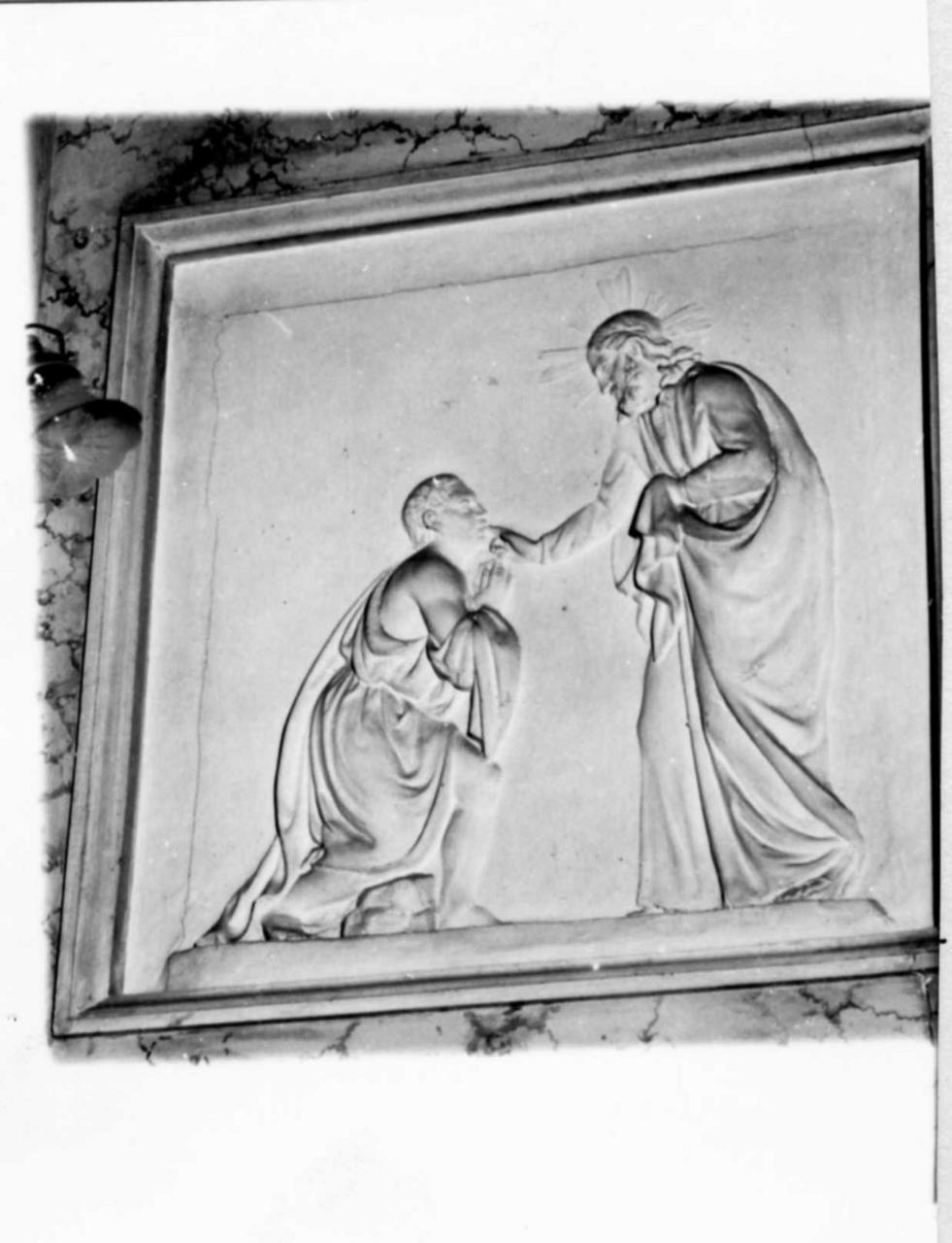 Cristo guarisce il sordomuto a Decapoli (scultura) di Mainoni Luigi (attribuito) (metà sec. XIX)