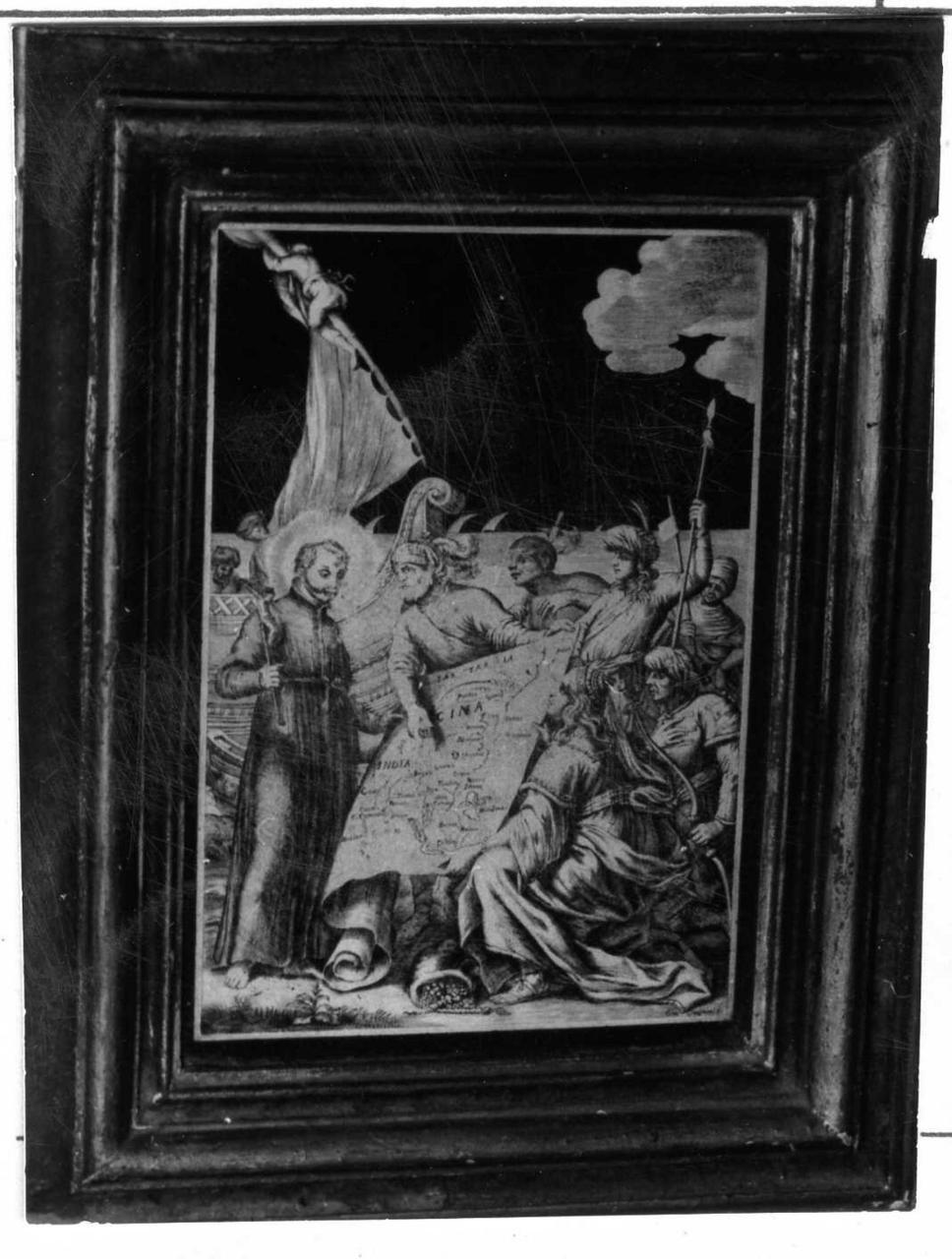 San Francesco Saverio predica agli Indiani (targa) di Gavignani Giovanni (metà sec. XVII)