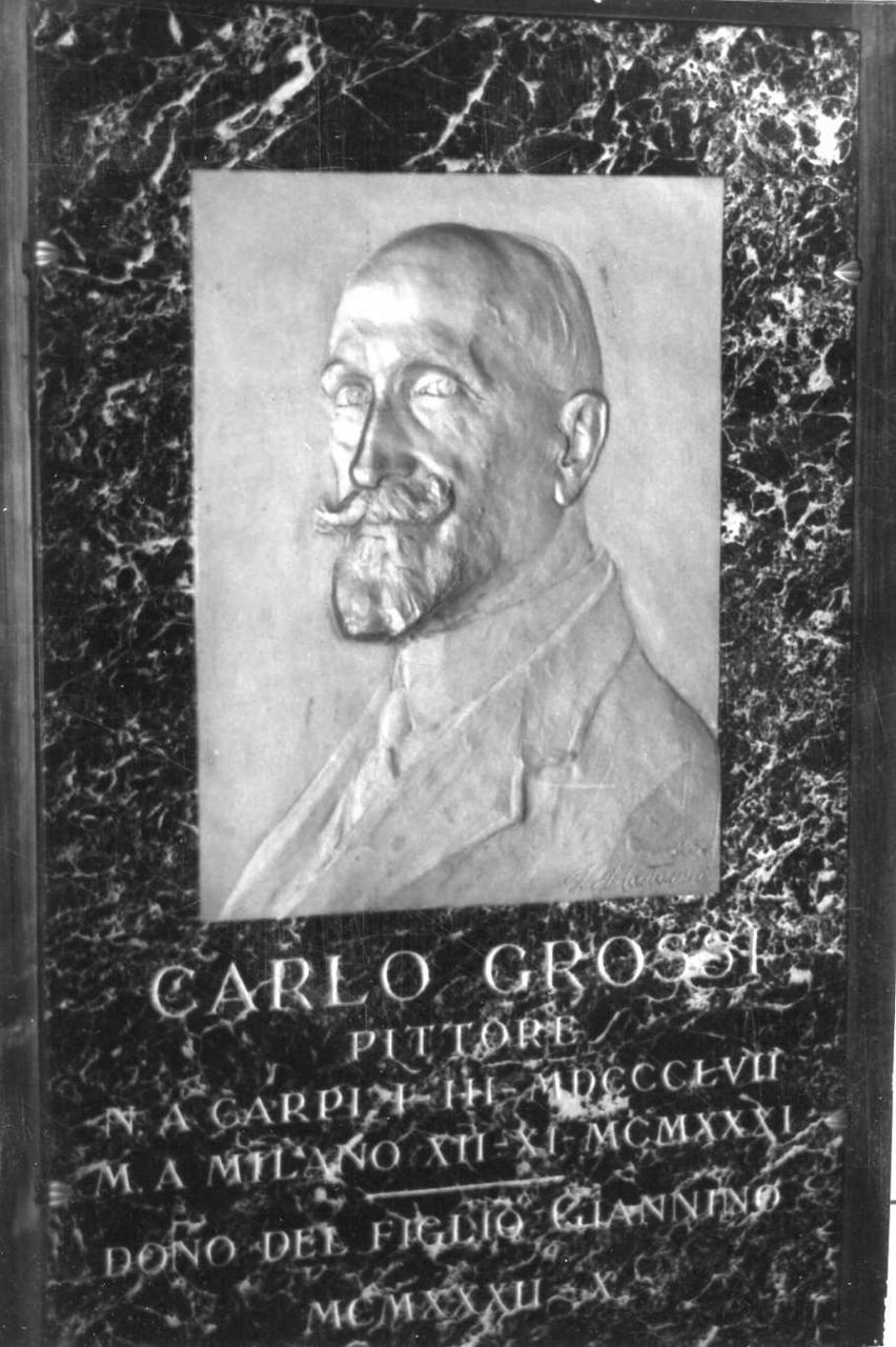 ritratto di Carlo Grossi (scultura) di Dal Castagné Albino (sec. XX)
