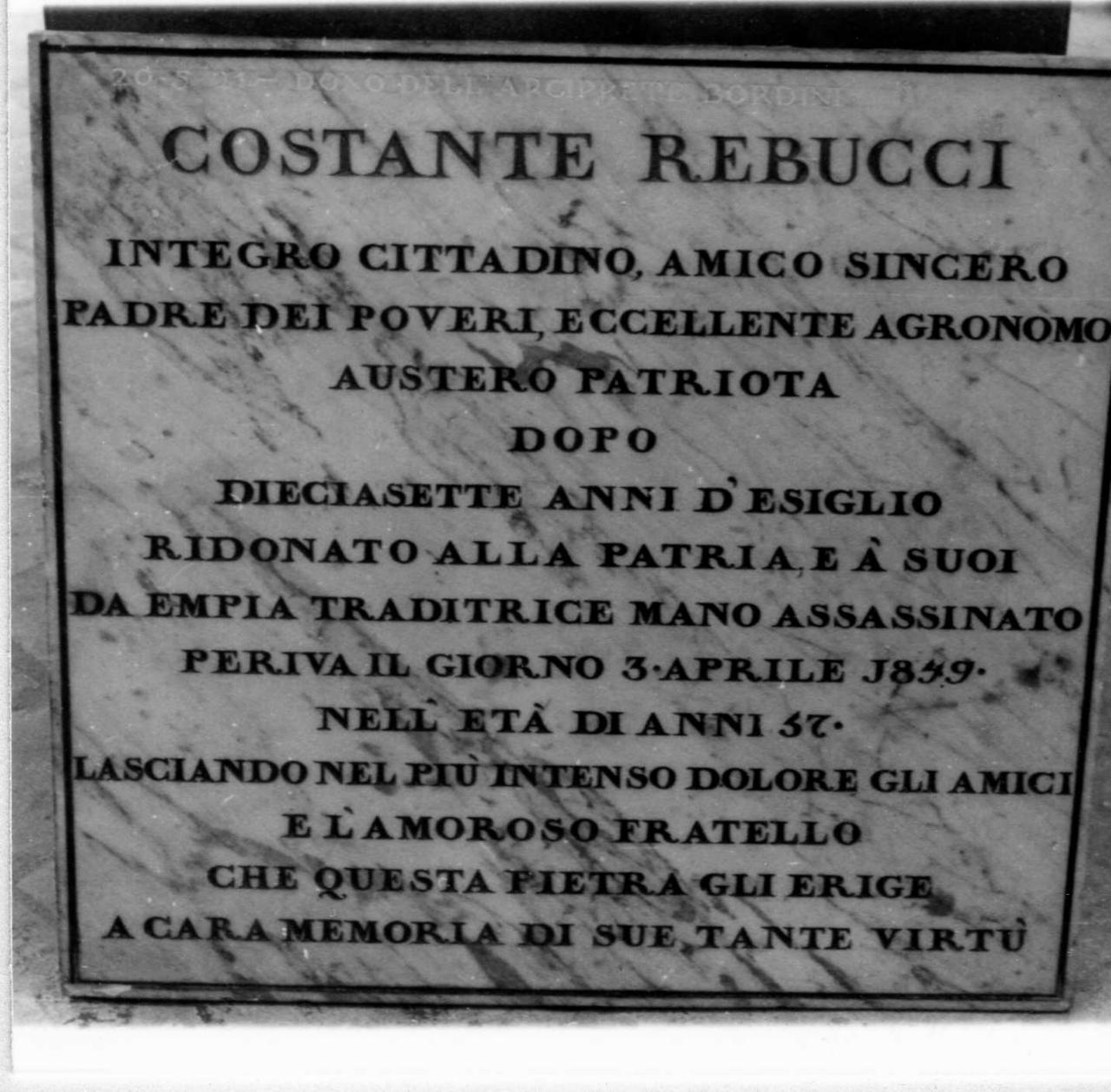 lapide commemorativa - bottega carpigiana (sec. XIX)