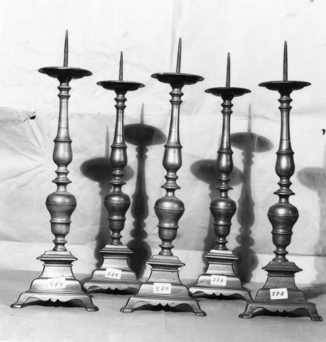 candeliere, serie - bottega emiliana (prima metà sec. XVIII)