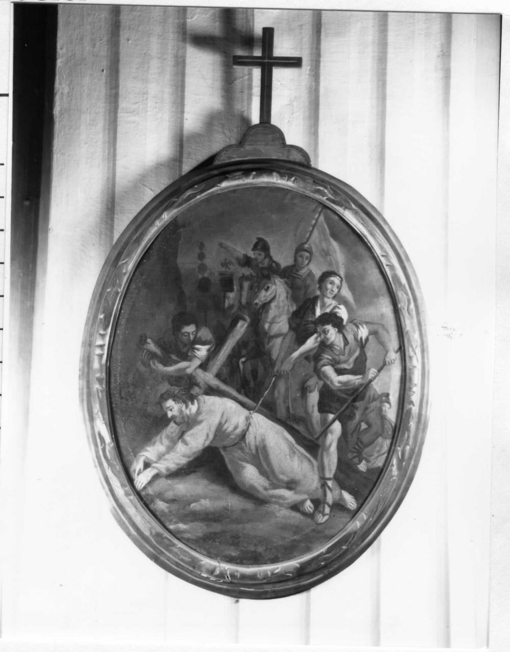 stazione IX: Gesù cade sotto la croce la terza volta (Via Crucis, elemento d'insieme) - ambito emiliano (fine/inizio secc. XVIII/ XIX)