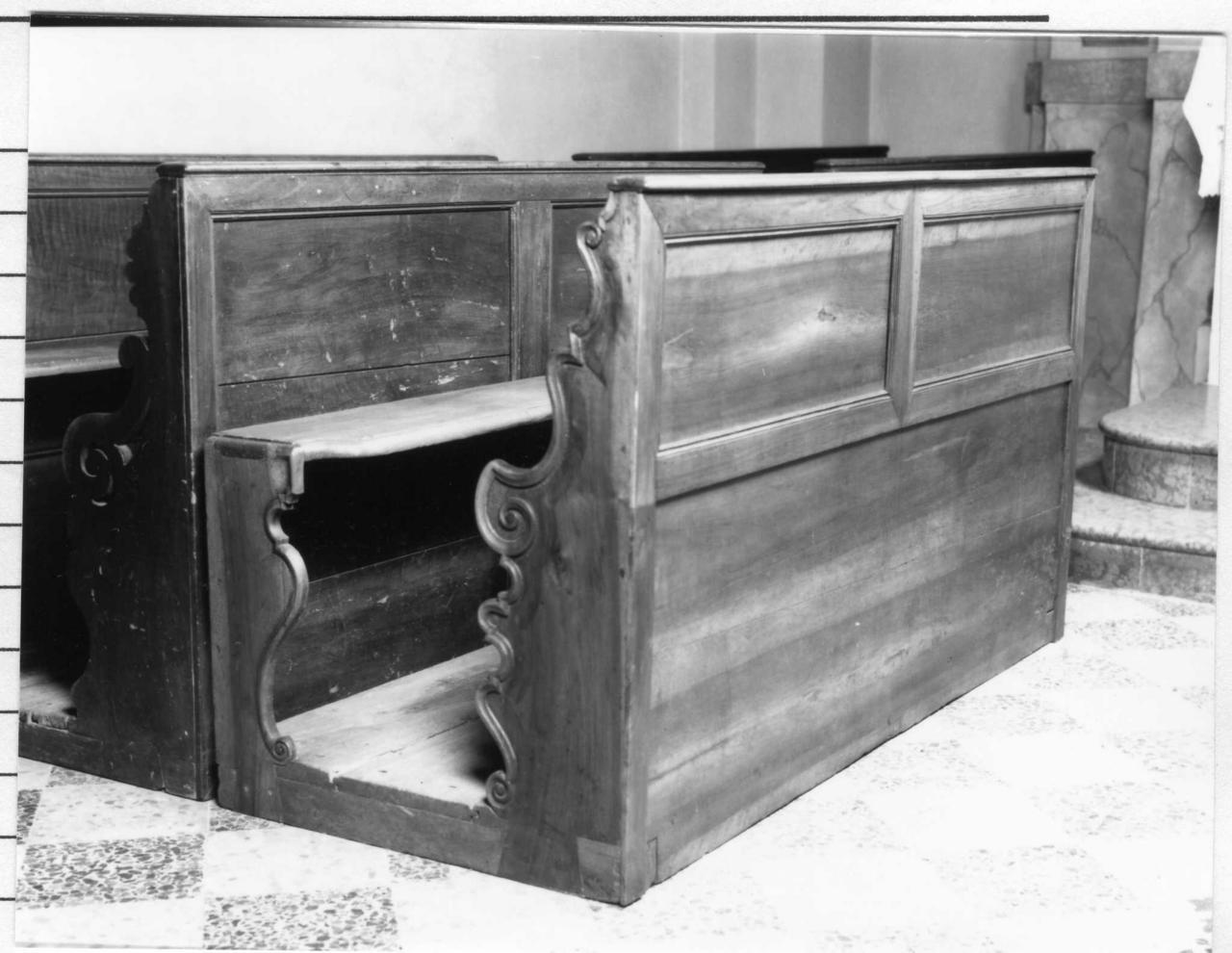 banco da chiesa, serie - bottega reggiana (prima metà sec. XVIII)