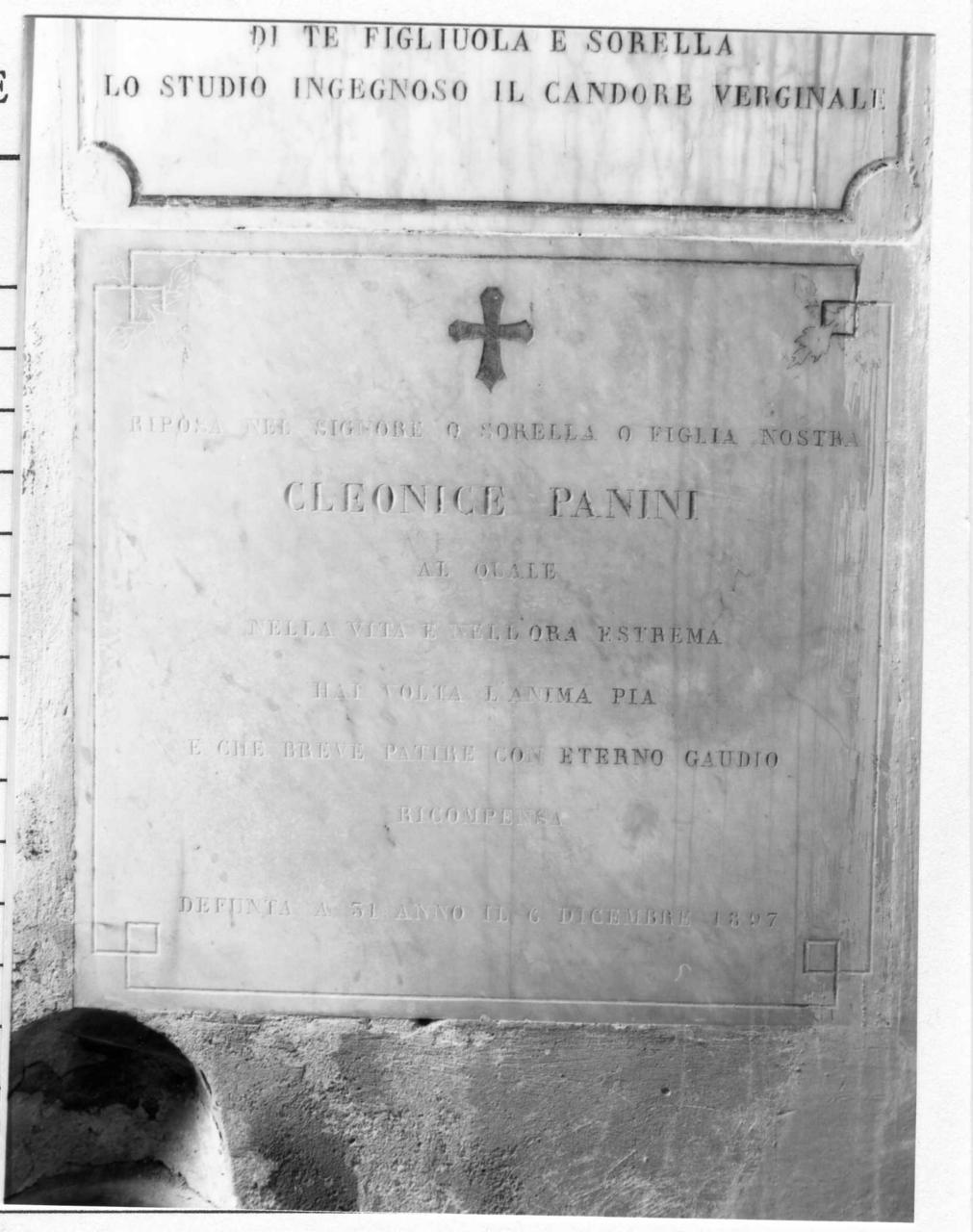 lapide commemorativa - bottega emiliana (sec. XIX)