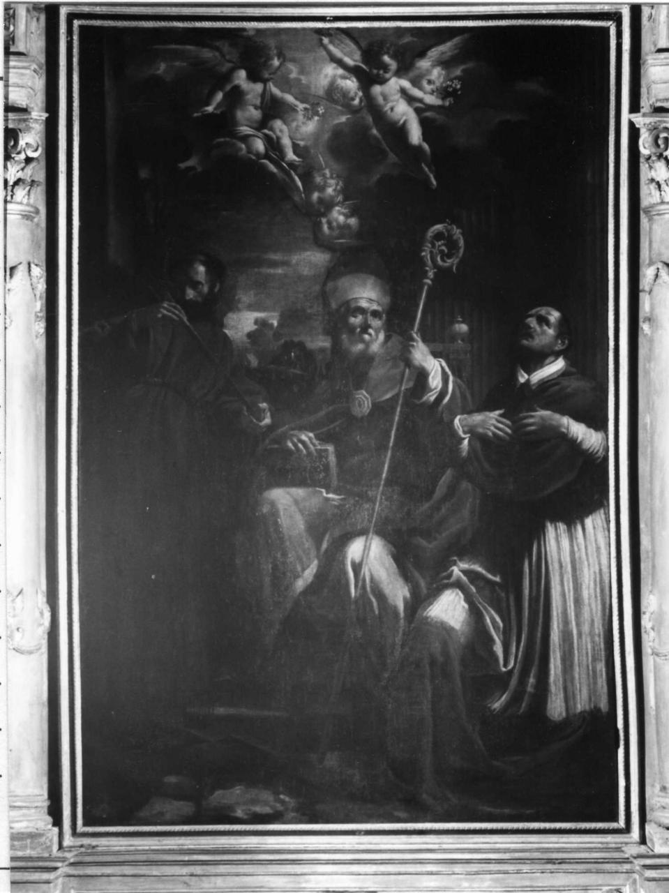 San Biagio con San Francesco d'Assisi e San Carlo Borromeo (dipinto) di Bononi Carlo (attribuito) (secondo quarto sec. XVII)