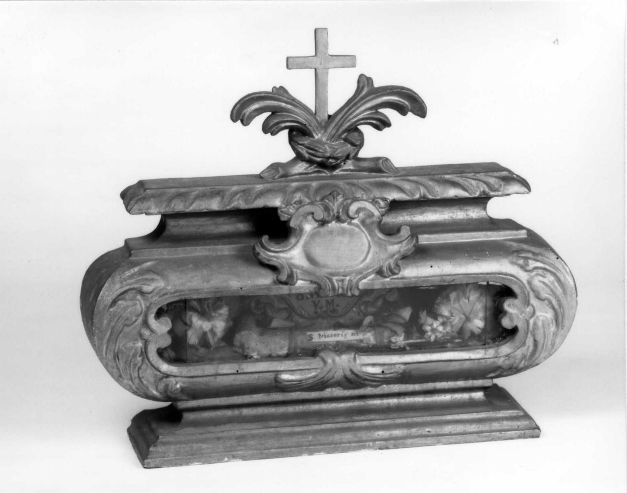 reliquiario a teca - a urna, serie - bottega emiliana (ultimo quarto sec. XVIII)