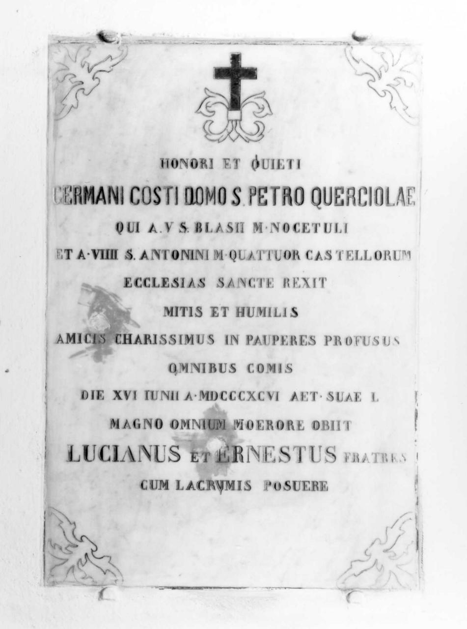 lapide commemorativa - bottega emiliana (fine sec. XIX)