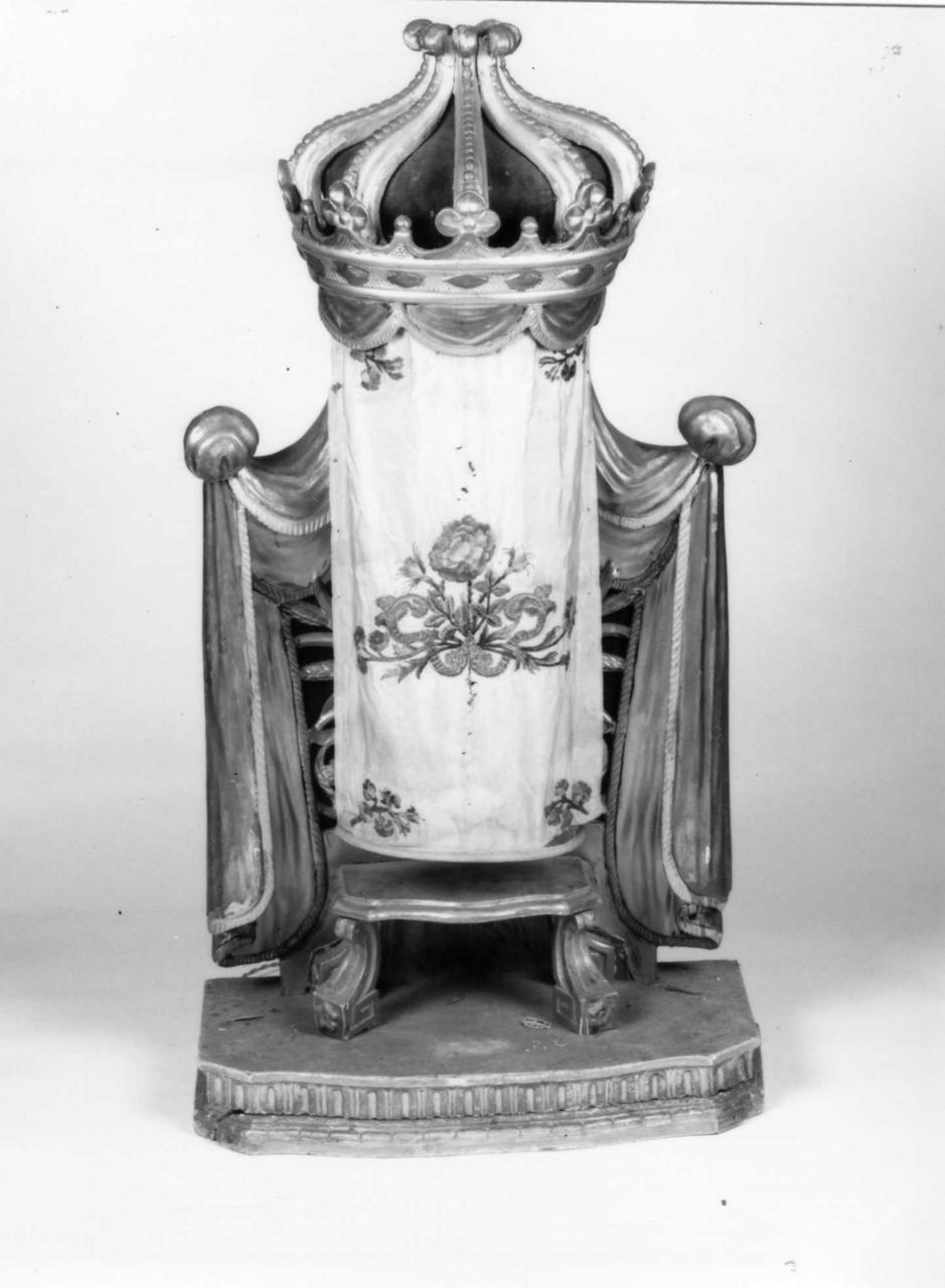 tronetto per esposizione eucaristica - a edicola - bottega emiliana, manifattura emiliana (fine/inizio secc. XVIII/ XIX)
