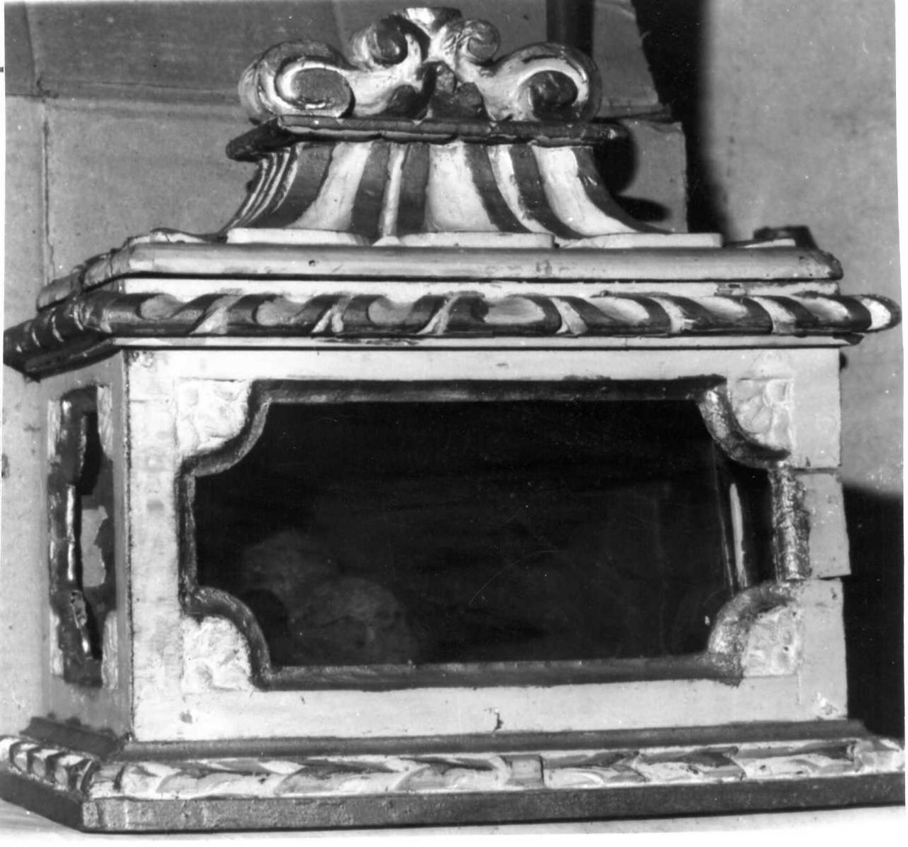 reliquiario a teca - a urna, serie - bottega emiliana (seconda metà sec. XVII)