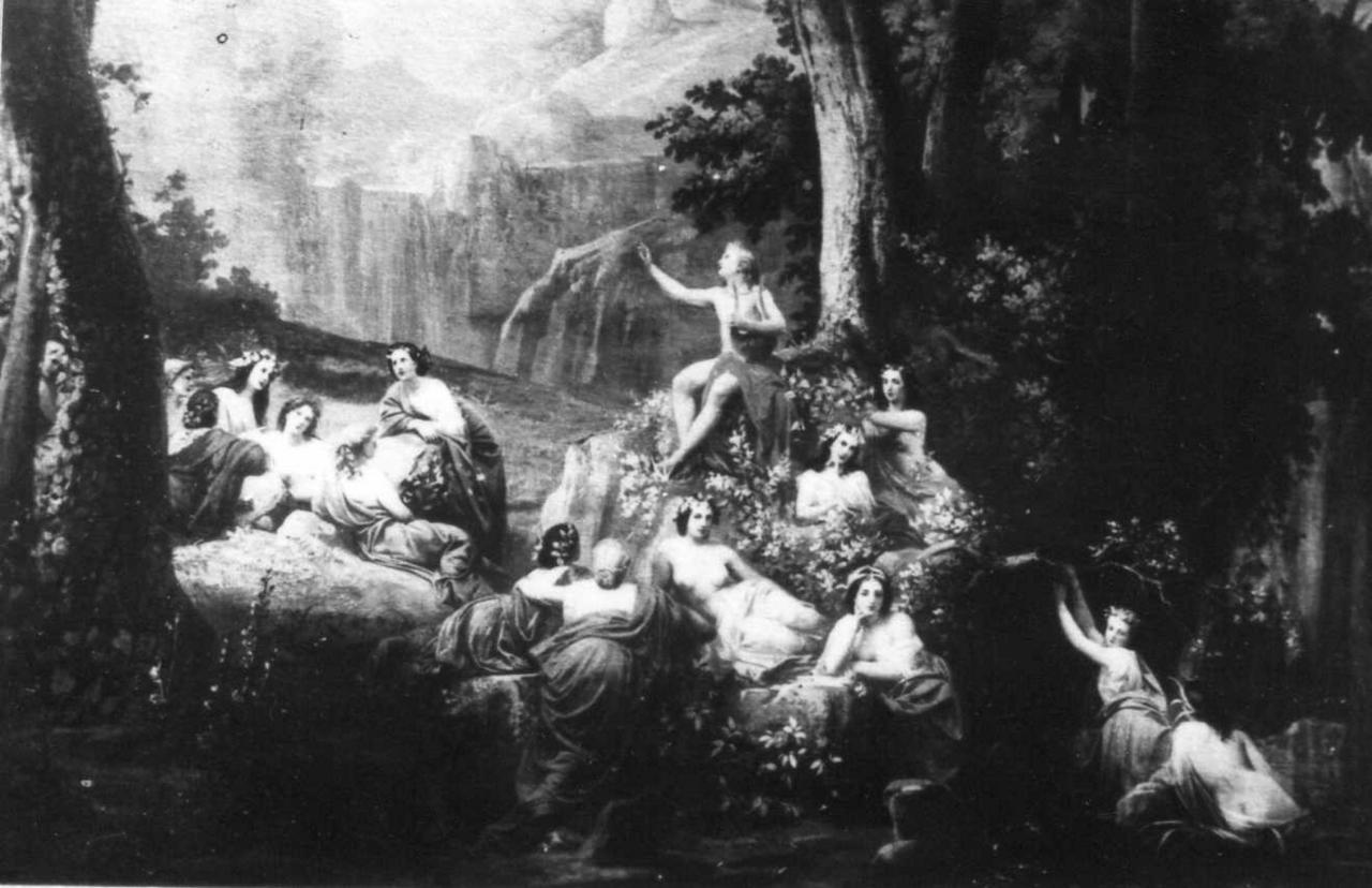 Orfeo incanta gli animali con la musica (dipinto) di Ugolini Giuseppe (seconda metà sec. XIX)