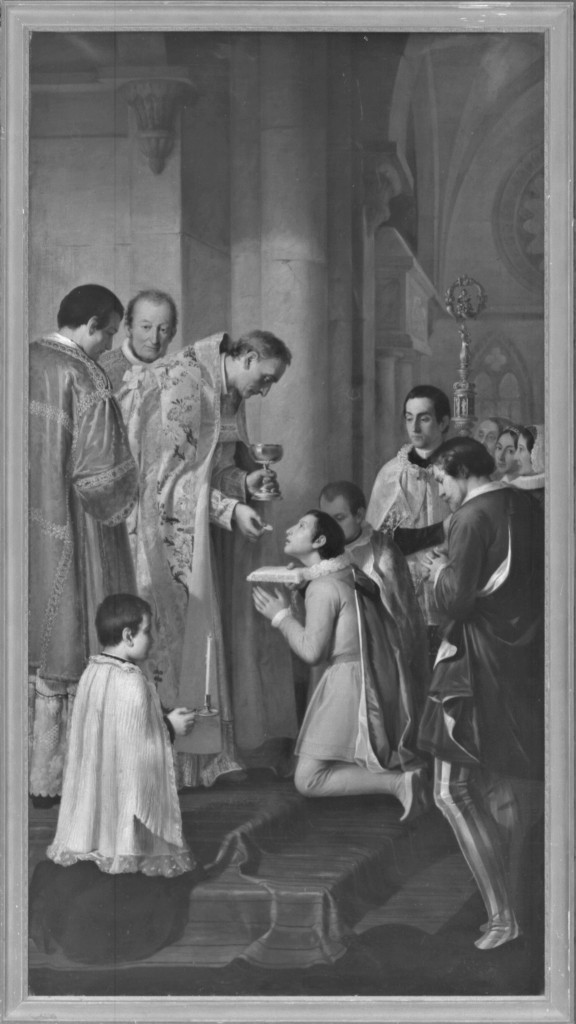 San Carlo Borromeo comunica San Luigi Gonzaga (dipinto) di Malatesta Adeodato (sec. XIX)